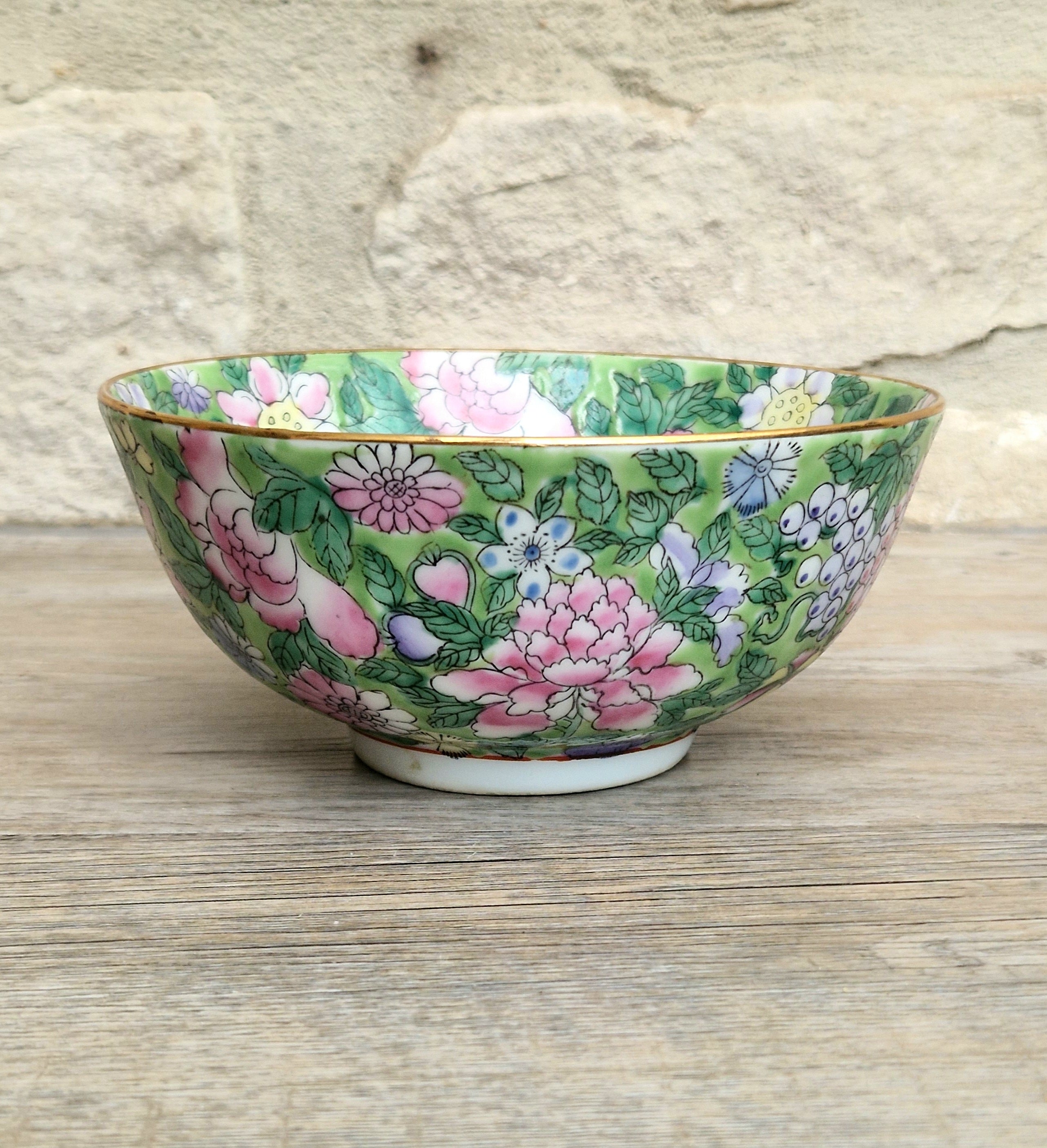Chinese Republic Period 'Mille Fleur' Porcelain Bowl All-Over Hand-Painted Famille Rose 6" Decorative Bowl