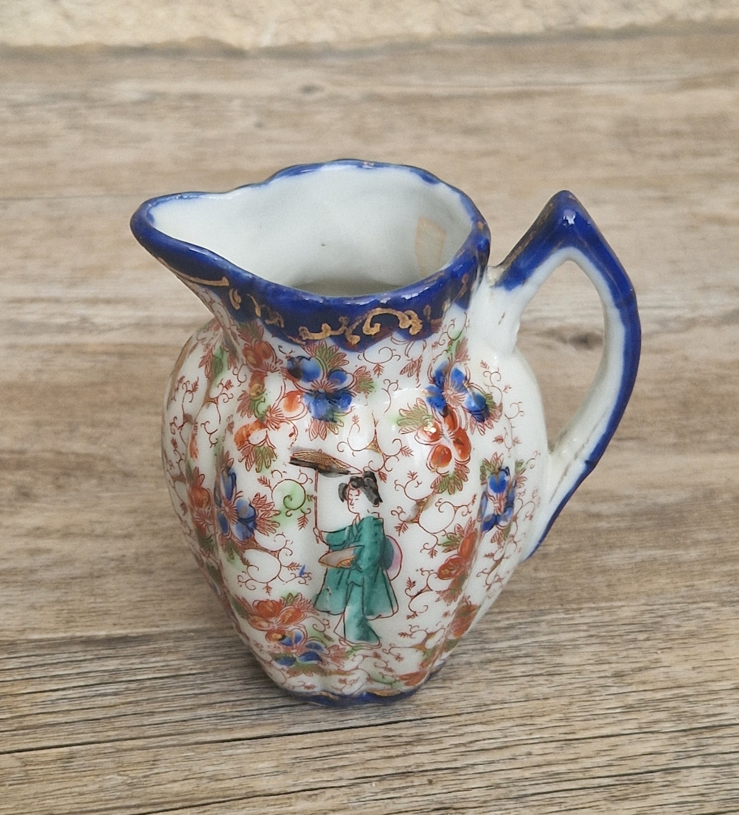 Small Antique Japanese Decorative Ceramic Creamer Jug