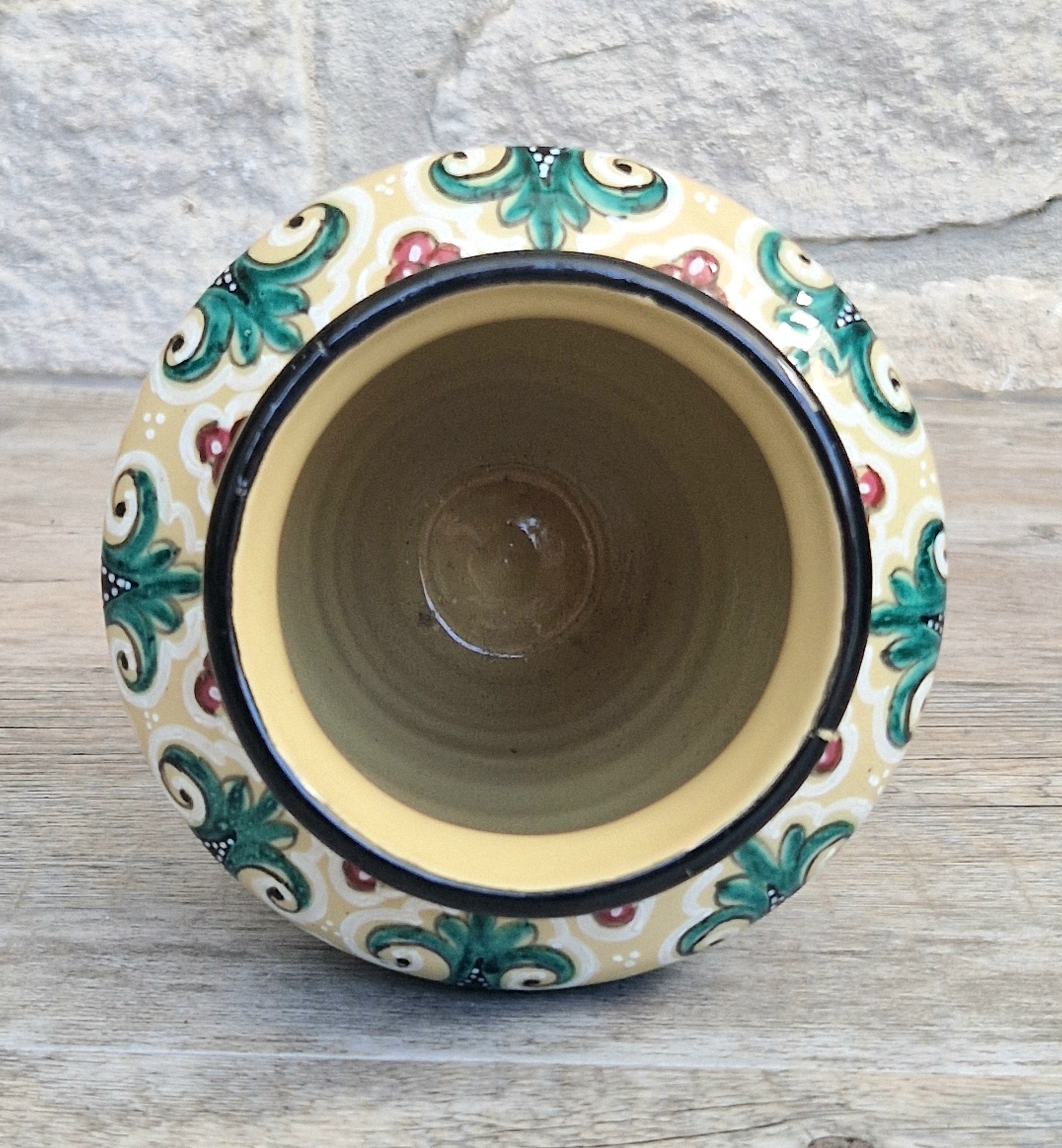 Vintage Molaroni Pesaro Italian Majolica 15cm Grotesque Baluster Vase