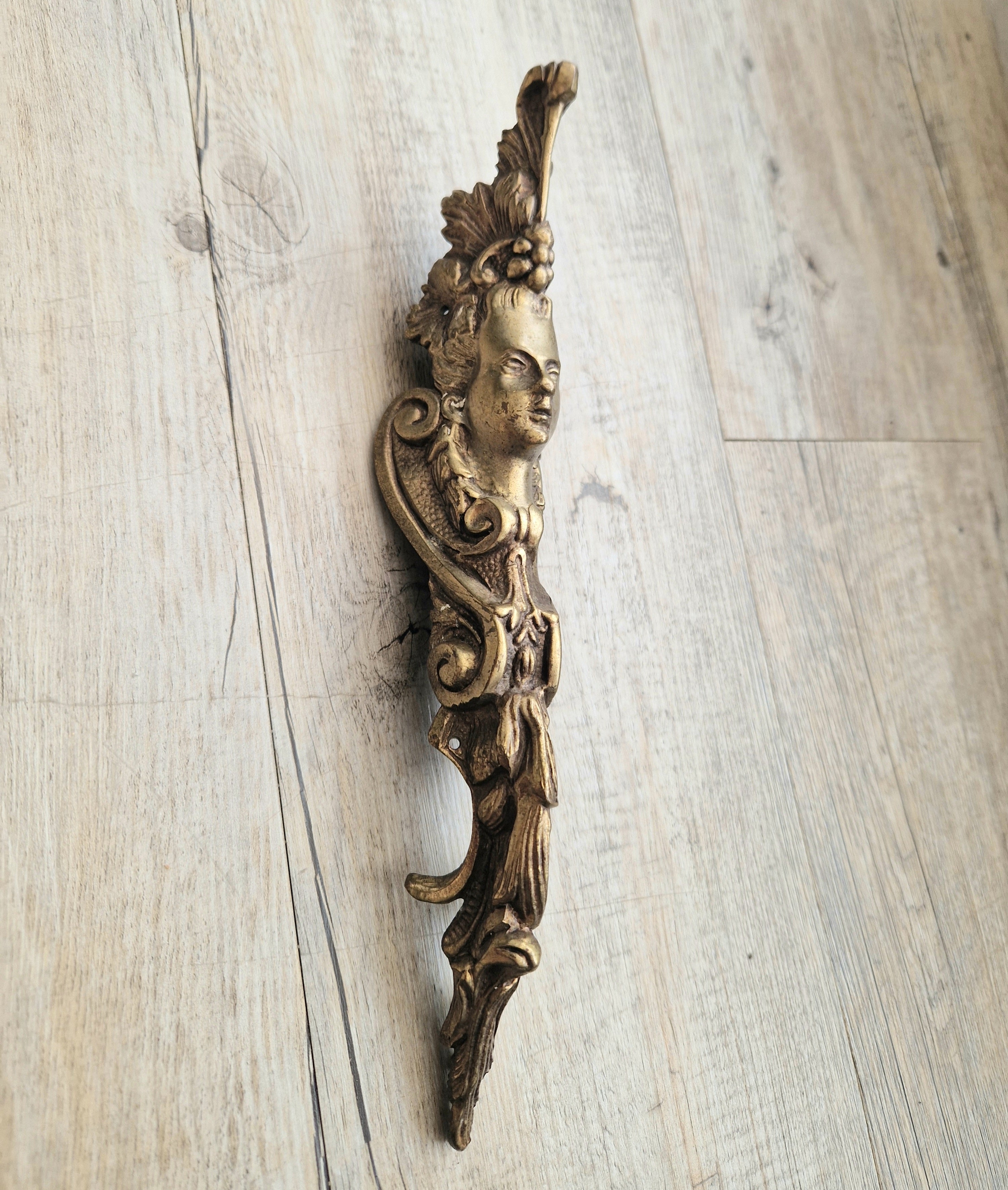 Cast Bronze French Ormalou Decorative Female Figural Antique Furniture Leg Mount Piece Fitting