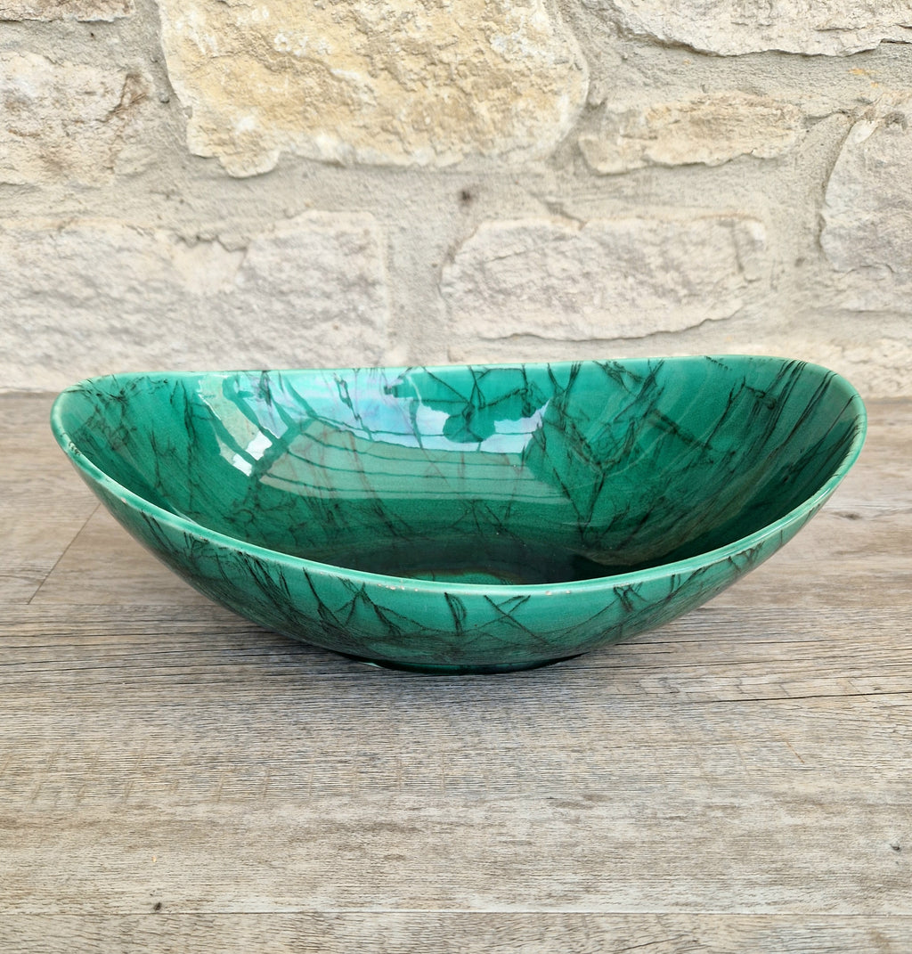 Very Rare Antique 1883 Wedgwood Malachite Glaze Large Centrepiece Fruitbowl 32cm x 22cm