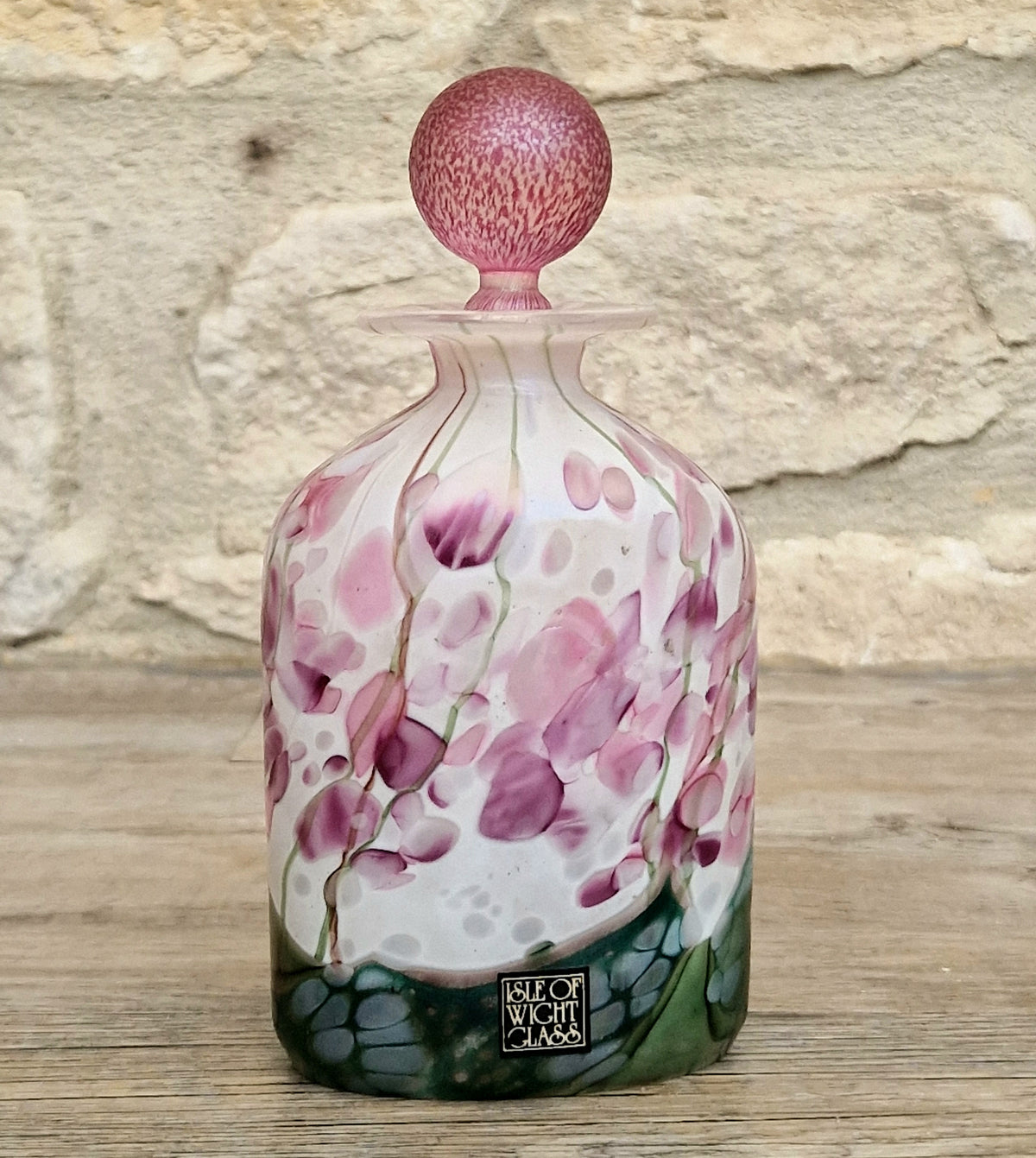 Isle Of Wight Glass Perfume Bottle, Lilac Flower Garden, Michael & Elizabeth Harris