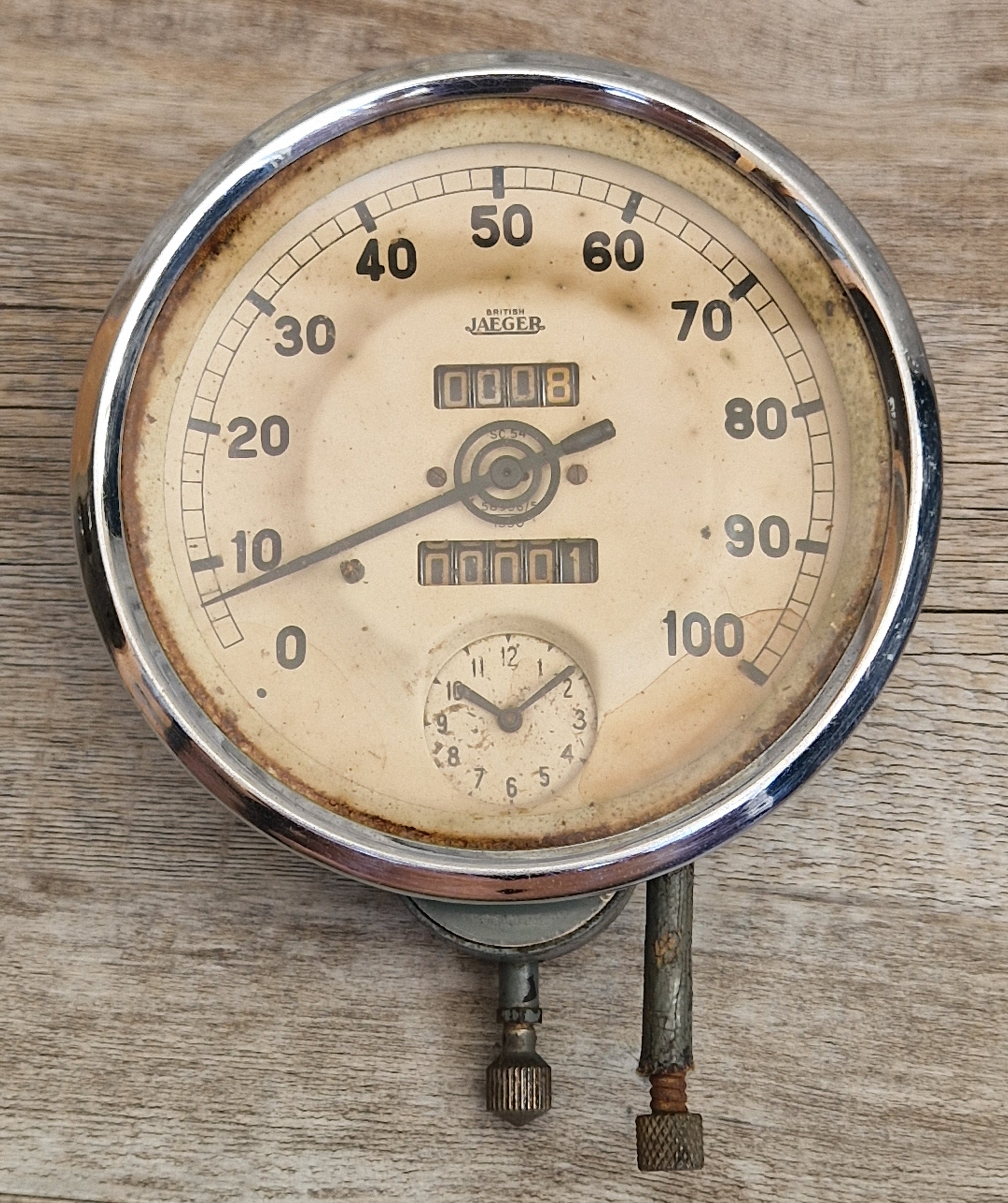 British Jaeger SC54 Sports Model Car Speedometer Clock Dashmount Vintage Pre-war Speedometer