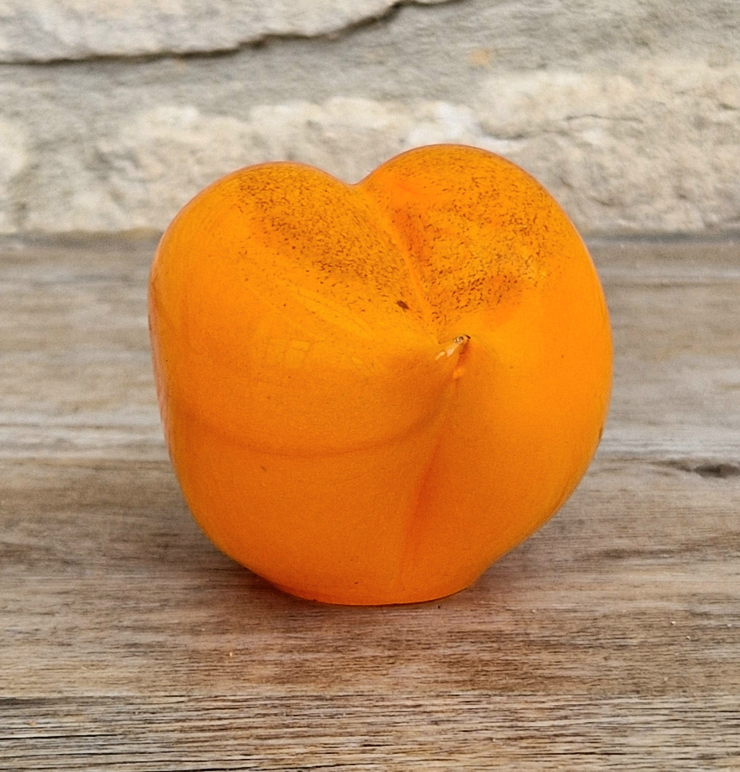 Oiva Toikka Iittala Nuutajärvi Glass Peach Paperweight Frutta Orange Fruit Figurine Finland 2000