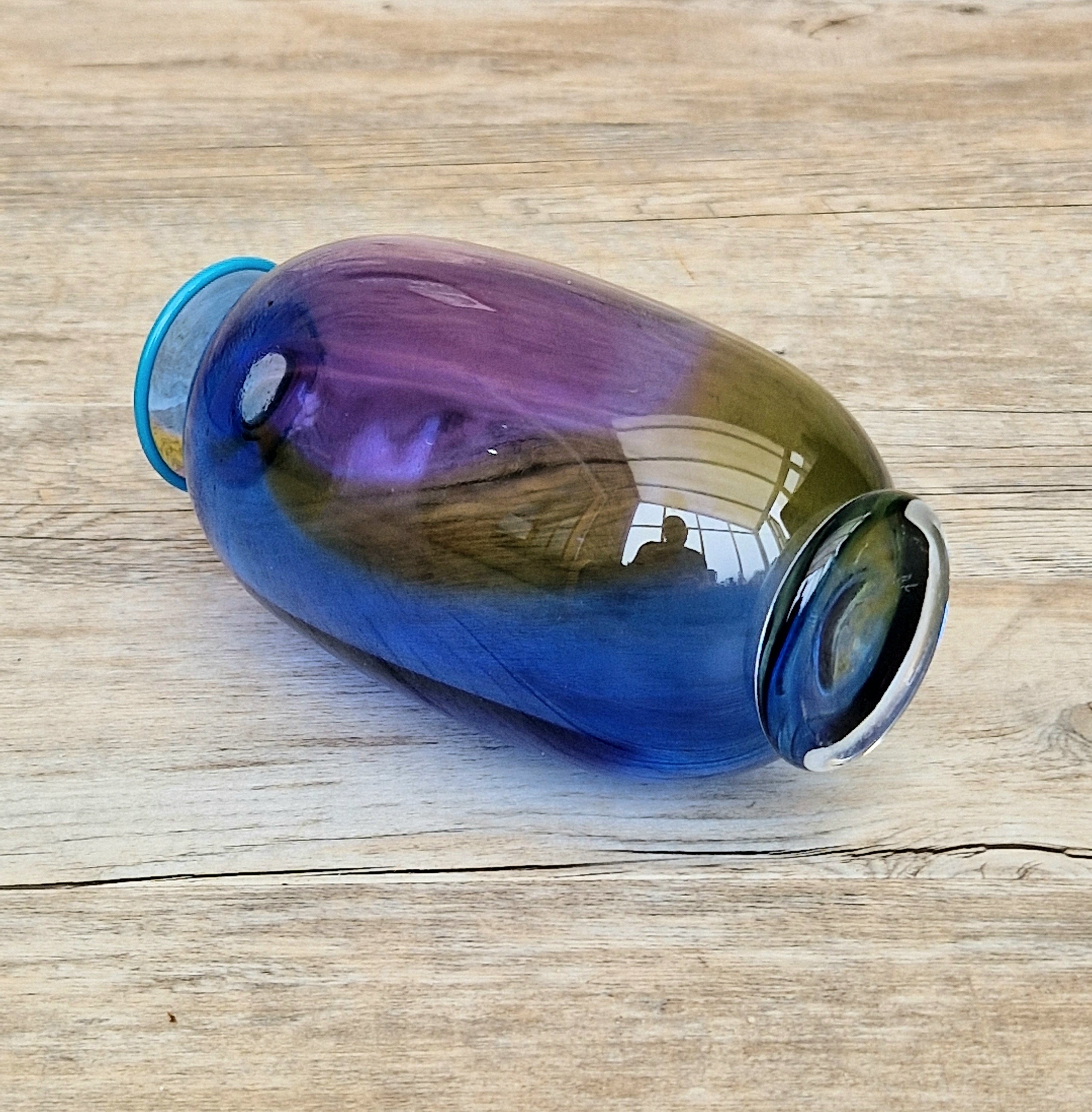 Transjö Hytta Swedish Art Glass Rainbow Vase WRC Signature Ann Wolff, Jan-Erik Ritzman and Sven-Åke Carlsson Vintage Mid Century Piece 6"