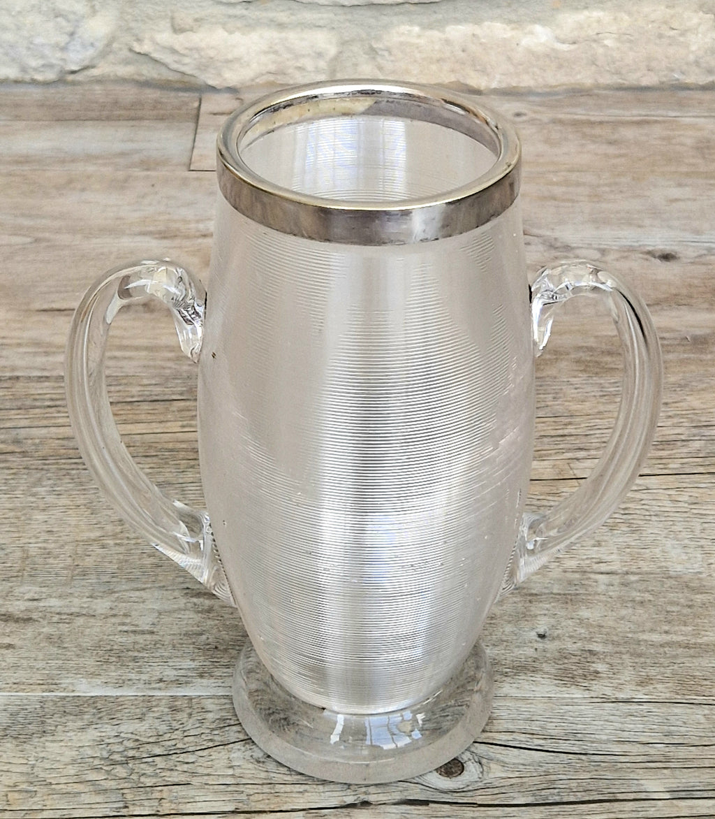 Antique Victorian Stevens & Williams Threaded Glass Twin Handled Vessel c.1900