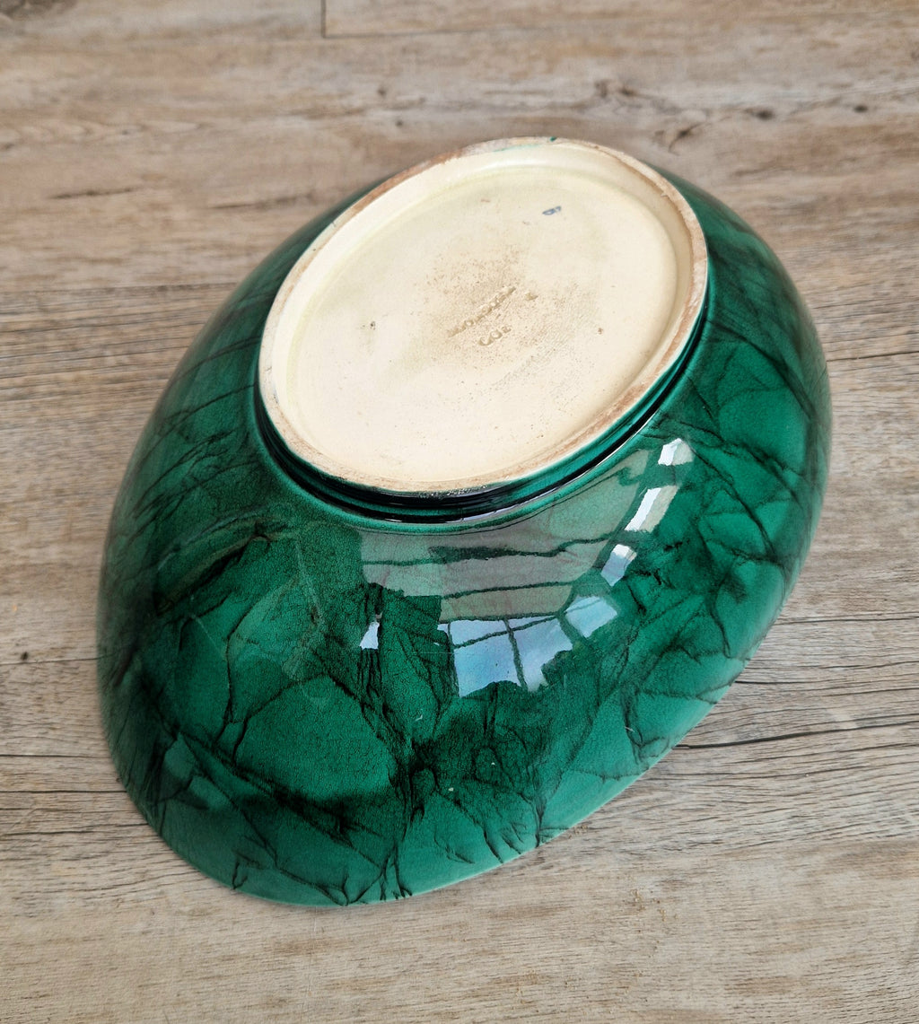 Very Rare Antique 1883 Wedgwood Malachite Glaze Large Centrepiece Fruitbowl 32cm x 22cm