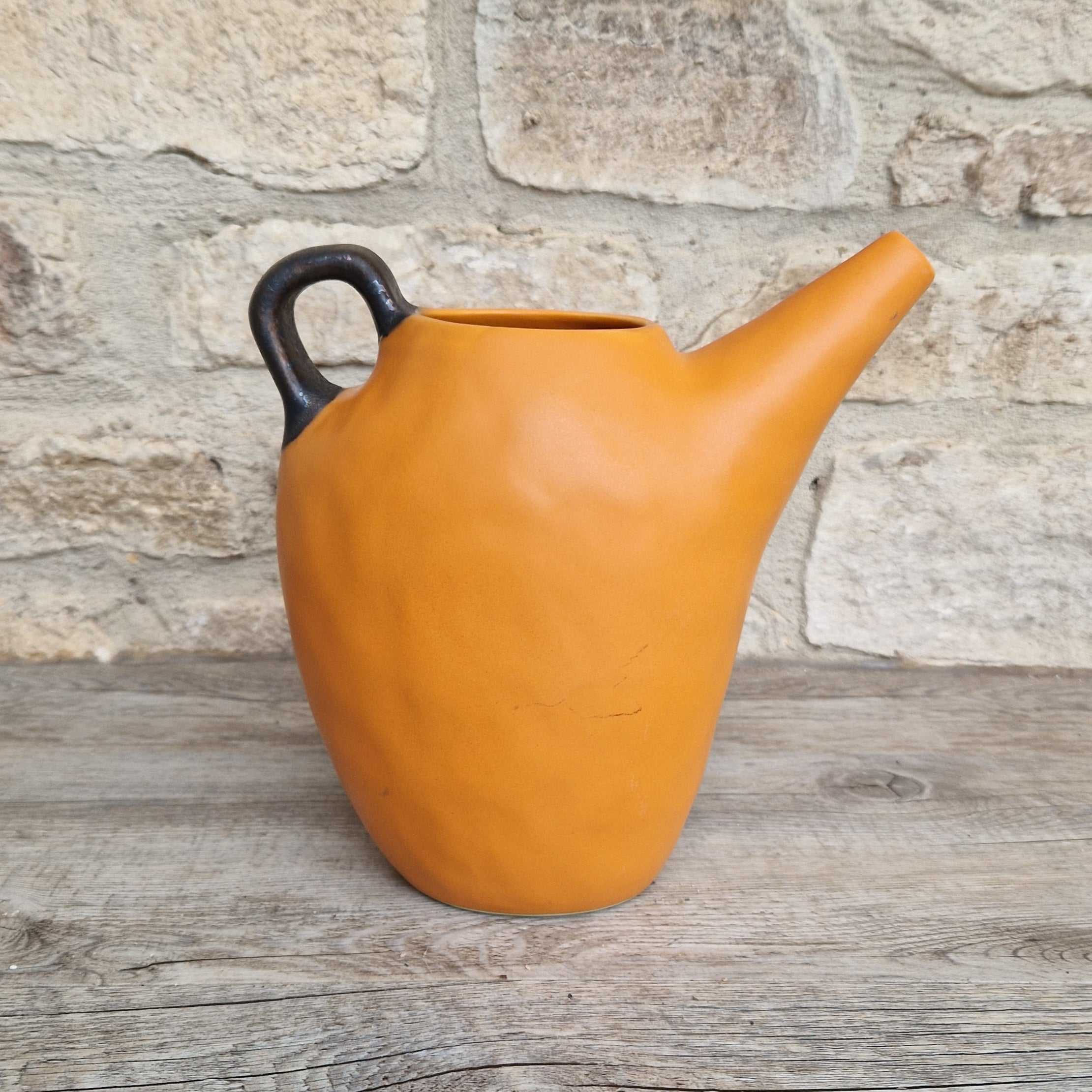 Large Habitat Water Jug Pitcher Burnt Orange Stoneware RARE Holds 1 .3/4 Litres