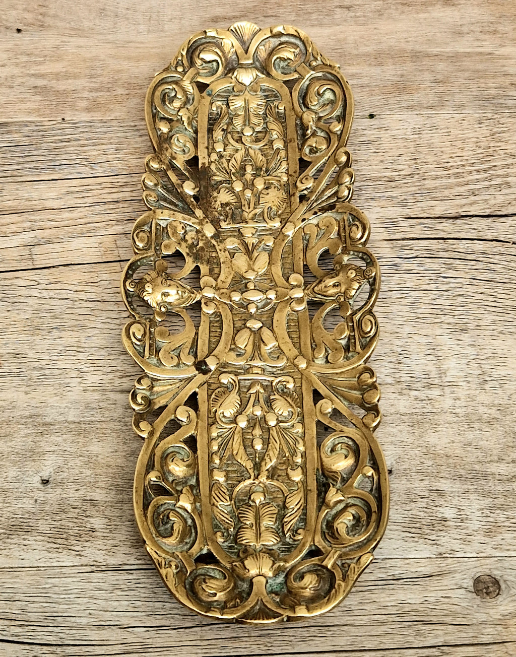 Antique Renaissance Revival Cast Brass Pen Tray