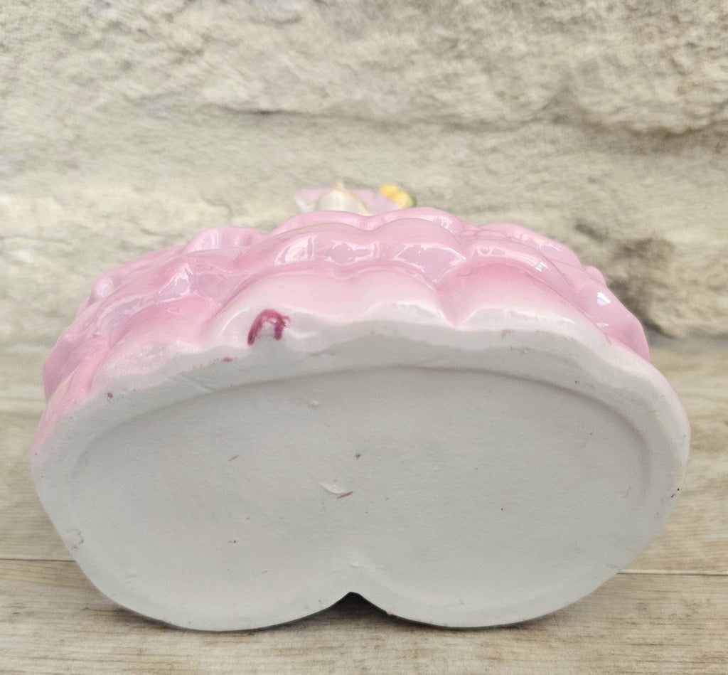 Antique Pink Lady Crinoline Dress Victorian Era Porcelain Dressing Table Decor Boudoir Figurine