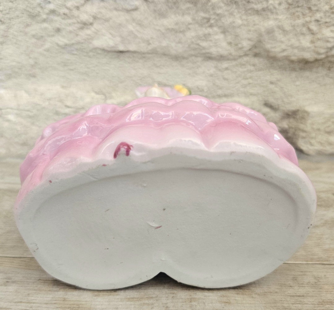 Antique Pink Lady Crinoline Dress Victorian Era Porcelain Dressing Table Decor Boudoir Figurine