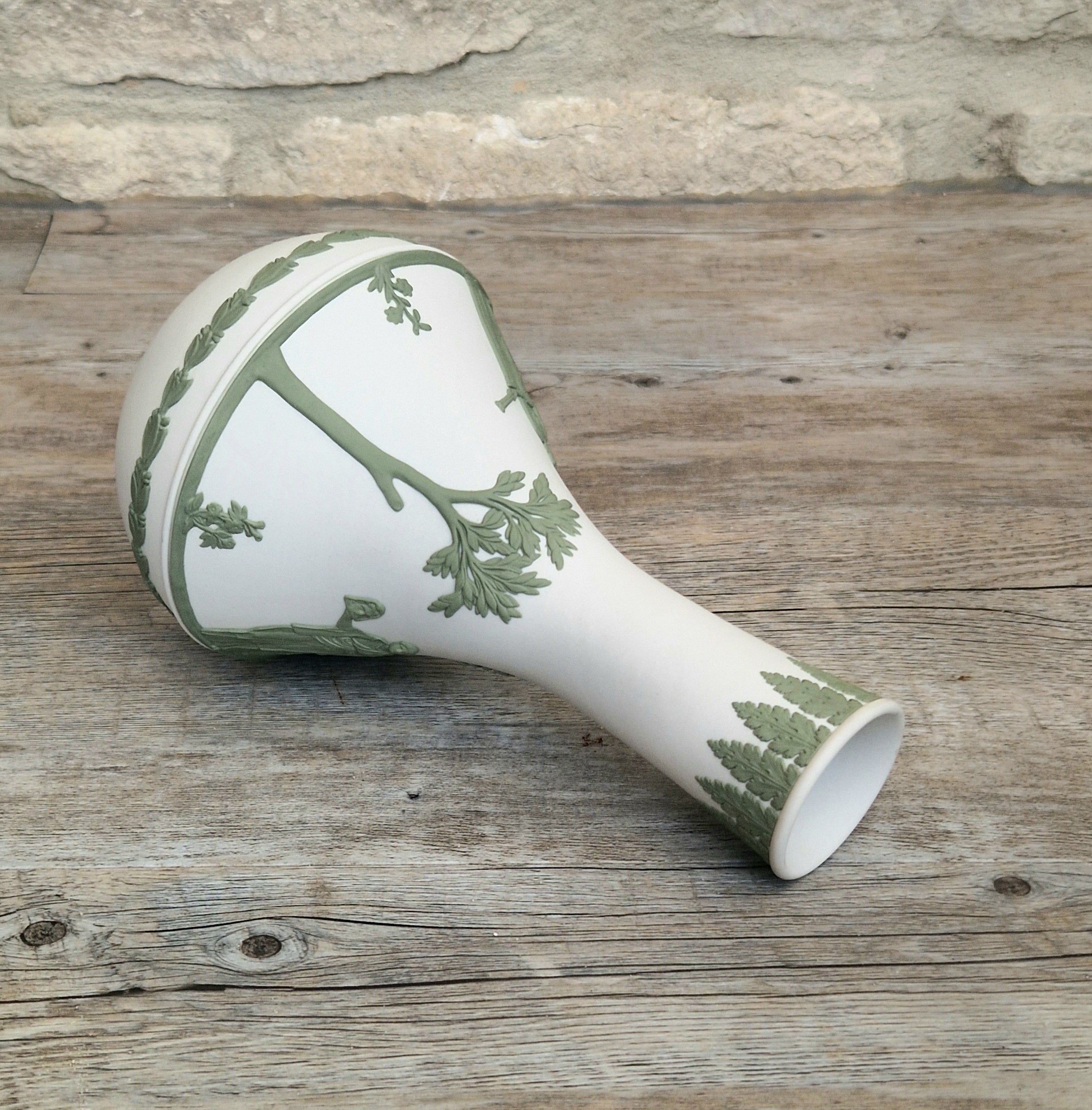 Vintage Wedgwood Jasperware Sage on White Parnassus Vase