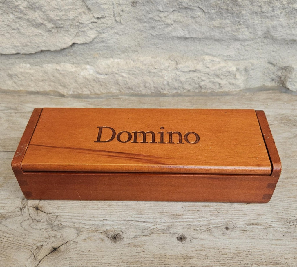 Vintage White Dominoes Set in Wooden Box Rustic Classic Game Gift