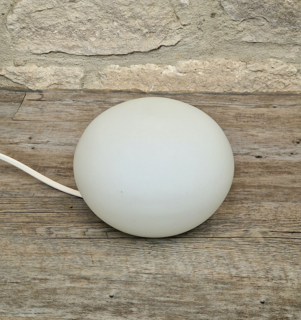 Vintage Habitat Glass Pebble Table Lamp Frosted White 12cm Minimalist Retro Ambient Desk Light