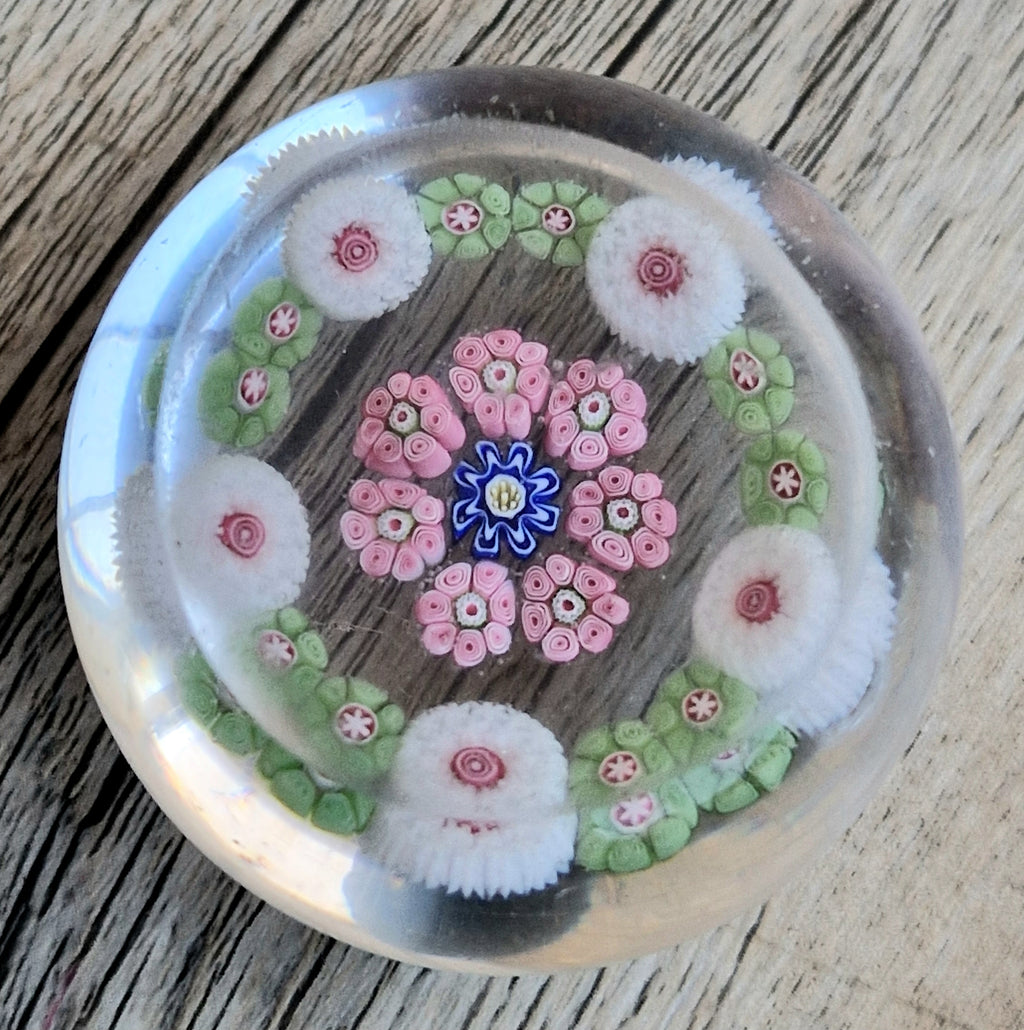 Antique Clichy Miniature Spaced Millefiori Glass Paperweight – c.1850 – 4.6cm Bruised