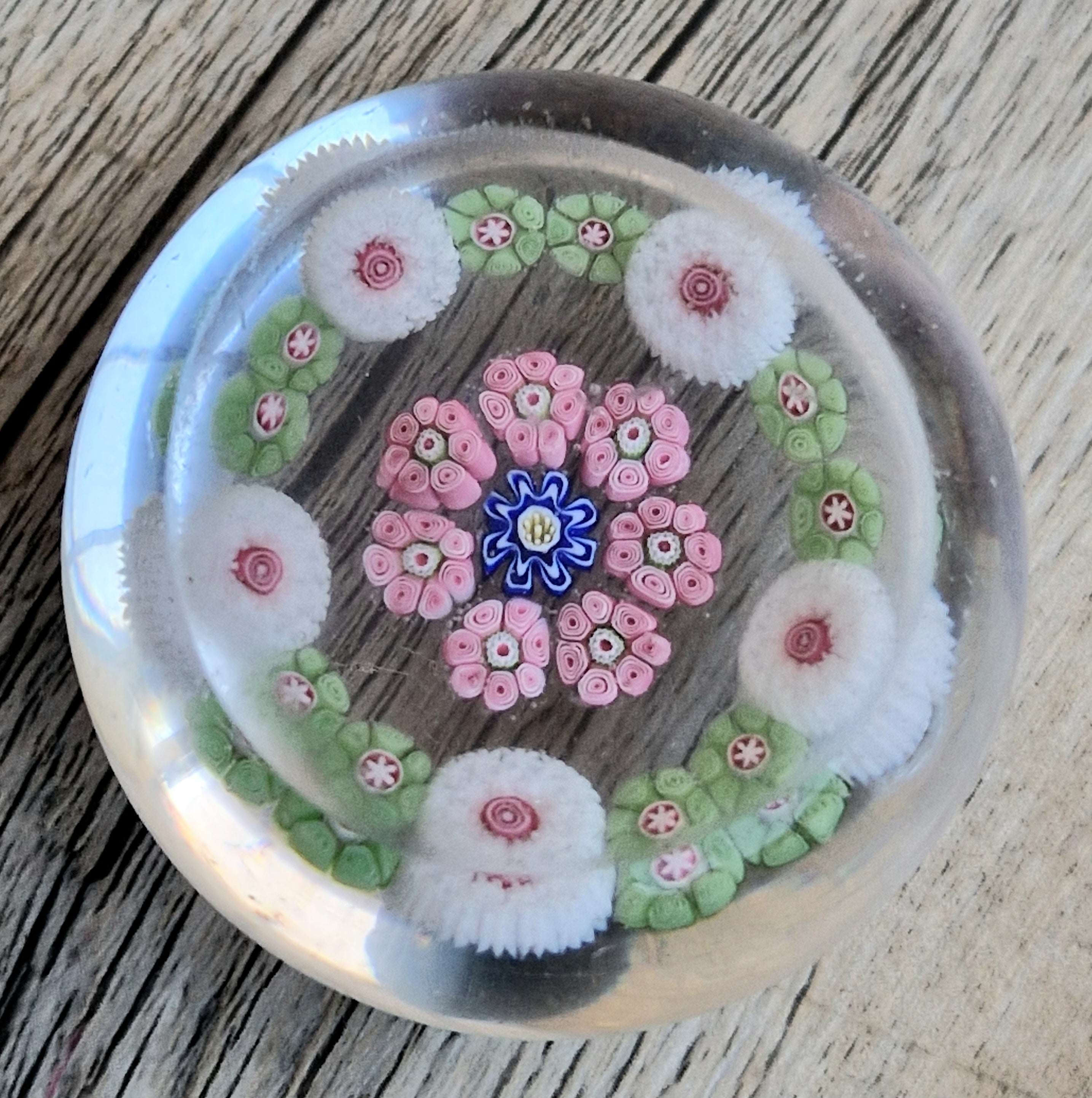 Antique Clichy Miniature Spaced Millefiori Glass Paperweight – c.1850 – 4.6cm Bruised