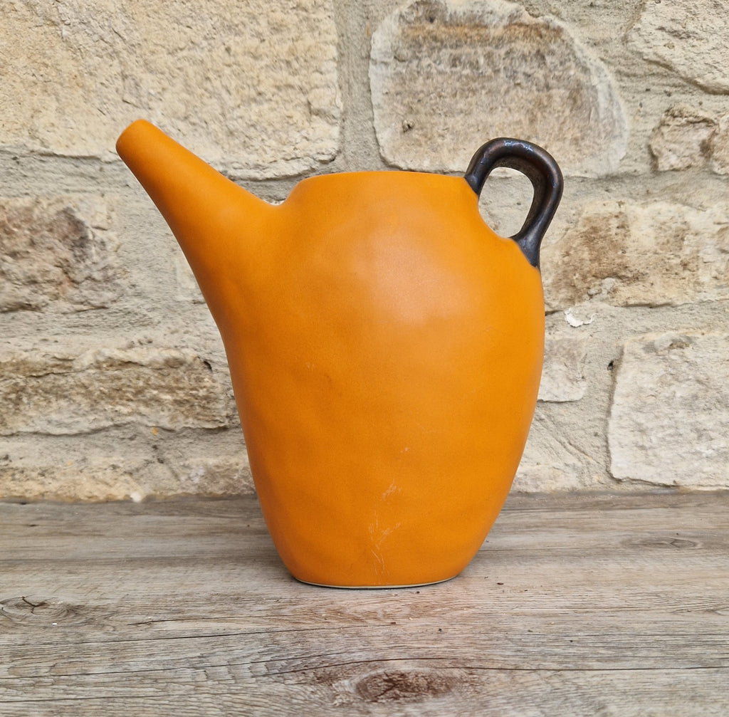 Large Habitat Water Jug Pitcher Burnt Orange Stoneware RARE Holds 1 .3/4 Litres
