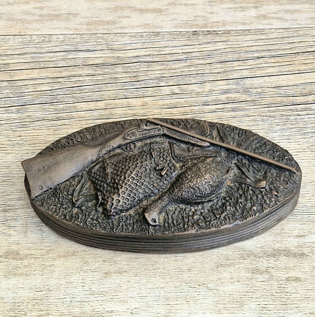 David Hughes Cold Cast Resin Paperweight Hunting Apparel Bag & Pheasant Collectors Desk Ornament.