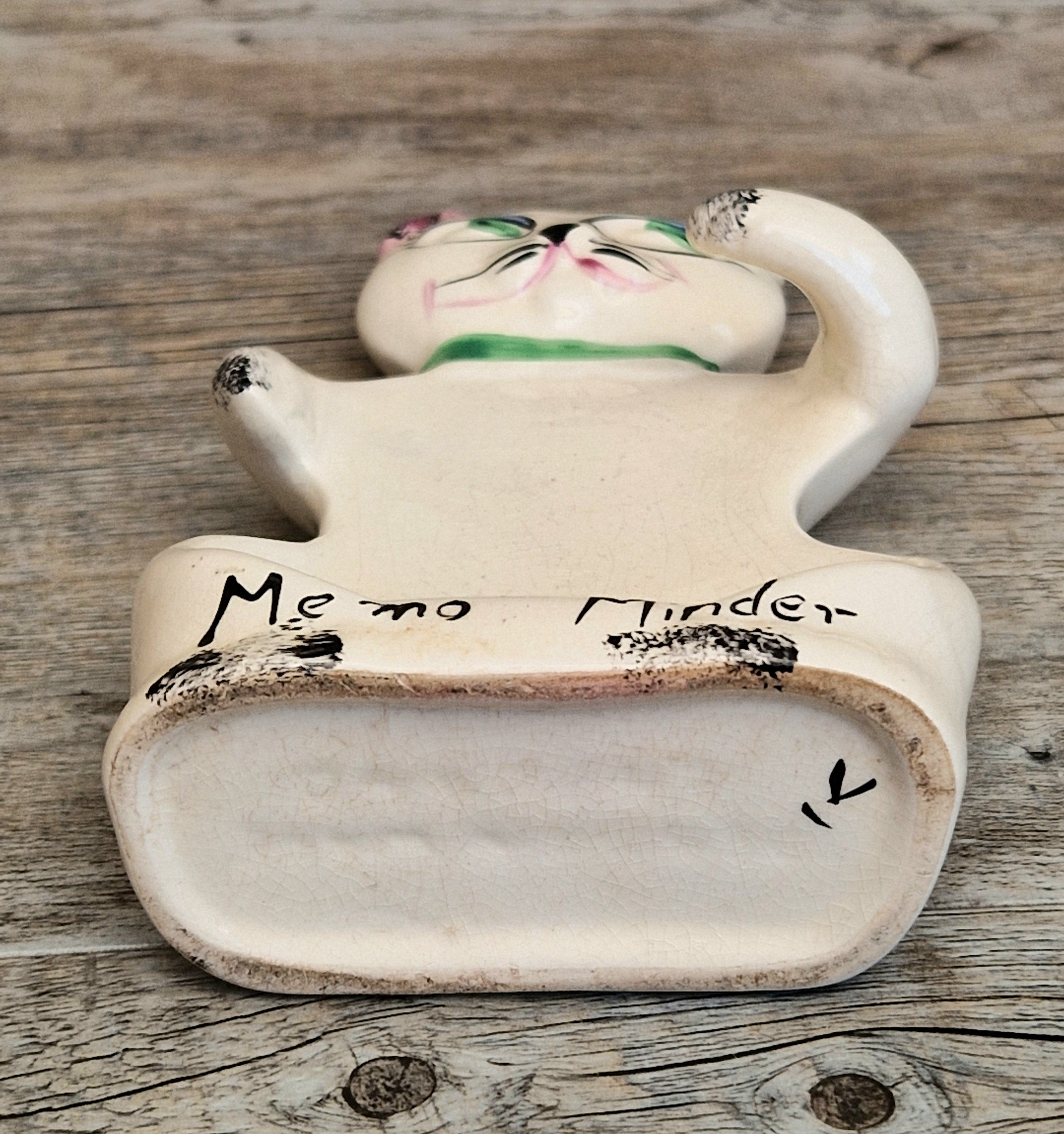 Cat Memo Minder Notepad Holder Midcentury Ceramic Stylised Cat Howard Holt Style