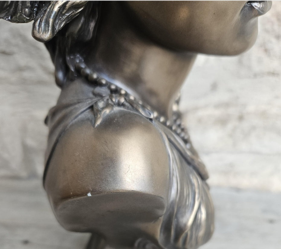 Vintage 2001 Large Resin Female Bust by Crosa Cold Cast Bronze Effect Very Heavy 32cm Tall