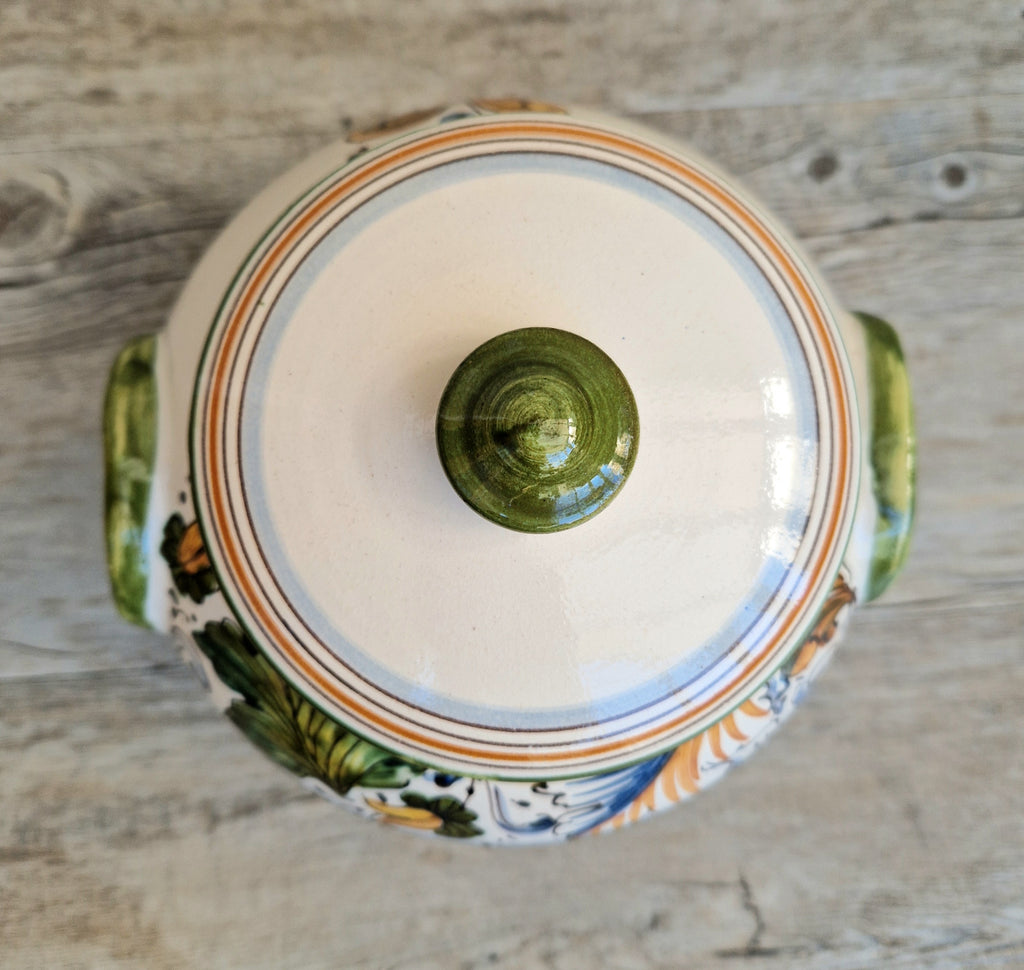 Deruta Italian Majolica Ceramic Lidded Flour Jar Vintage Kitchen Decor