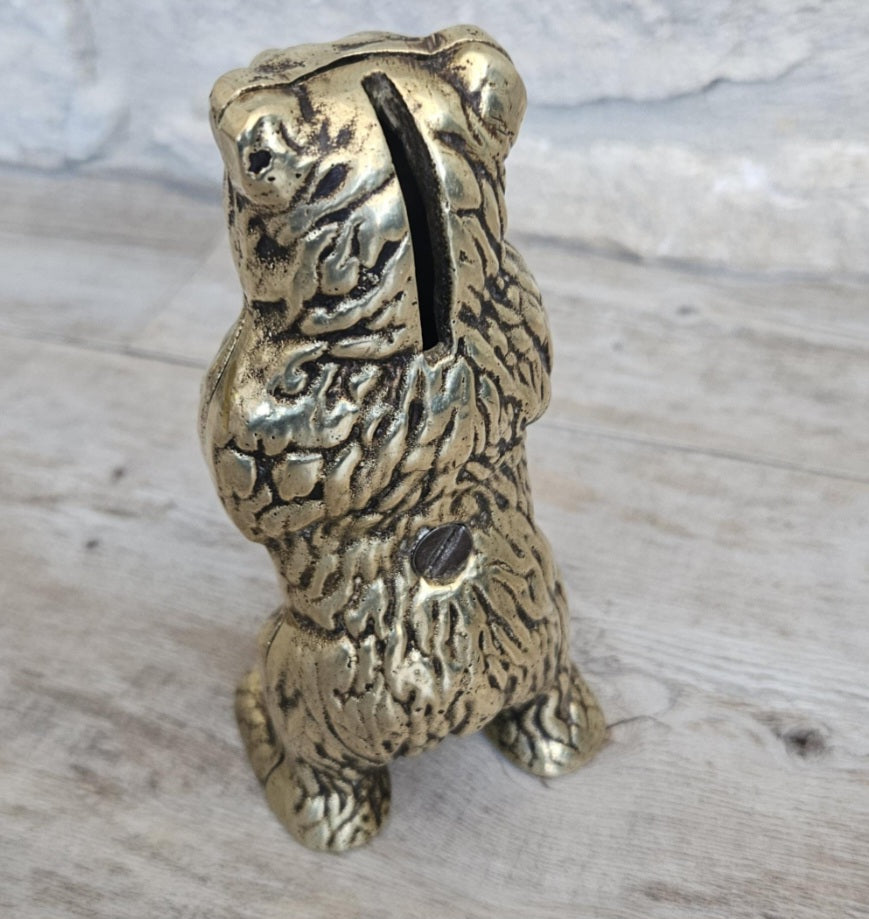 Brass Bear Money Box 15cm Tall Antique Victorian England