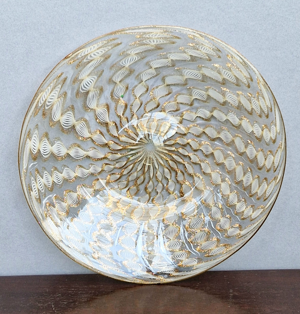 Antique Salviati Murano Glass Plate, Zanfirico, Aventurine, Venetian c.1870–1890, 18.2cm, Fine Handblown Collectable Piece