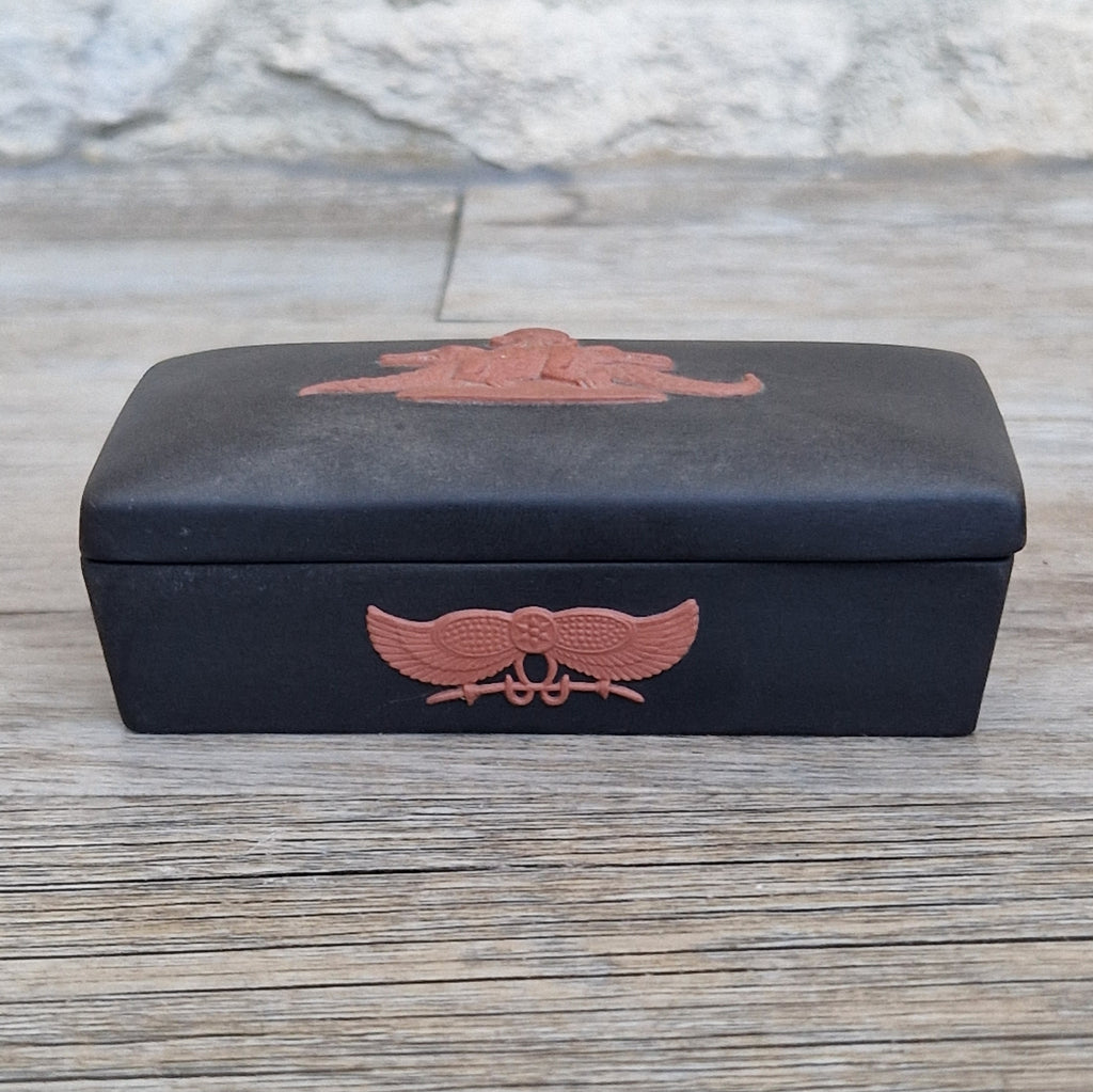 Wedgwood Black Jasperware Terracotta Egyptian Crocodiles Trinket Box