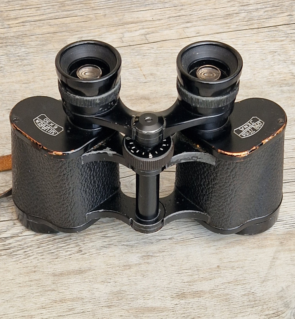 Vintage 1936 Carl Zeiss Jena Silvarem 6x30 Binoculars Coated Optics Fully Functional