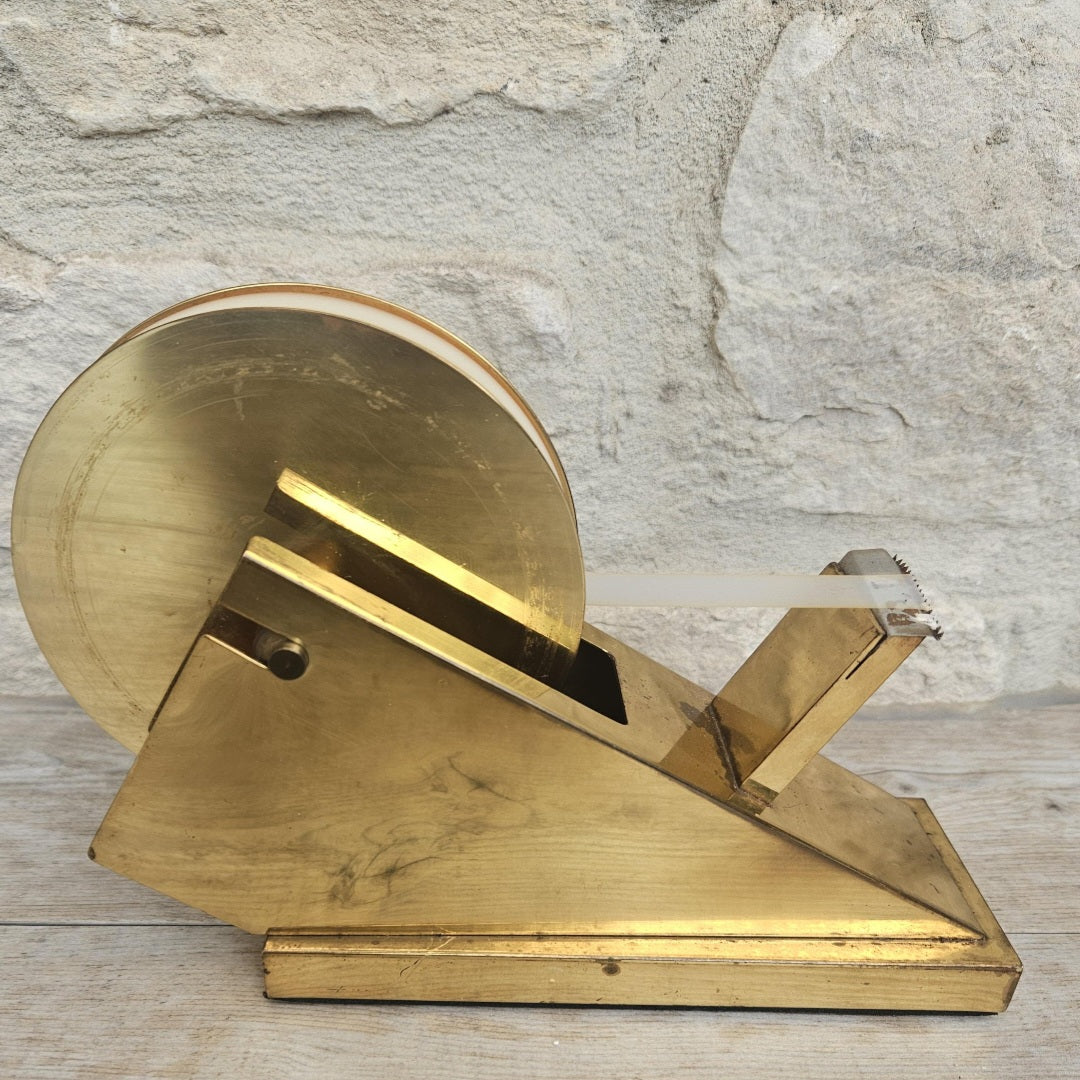 Vintage Postmodern Sculptural Brass Tape Dispenser TARNISHED Desktop Office Supply Art Collectible