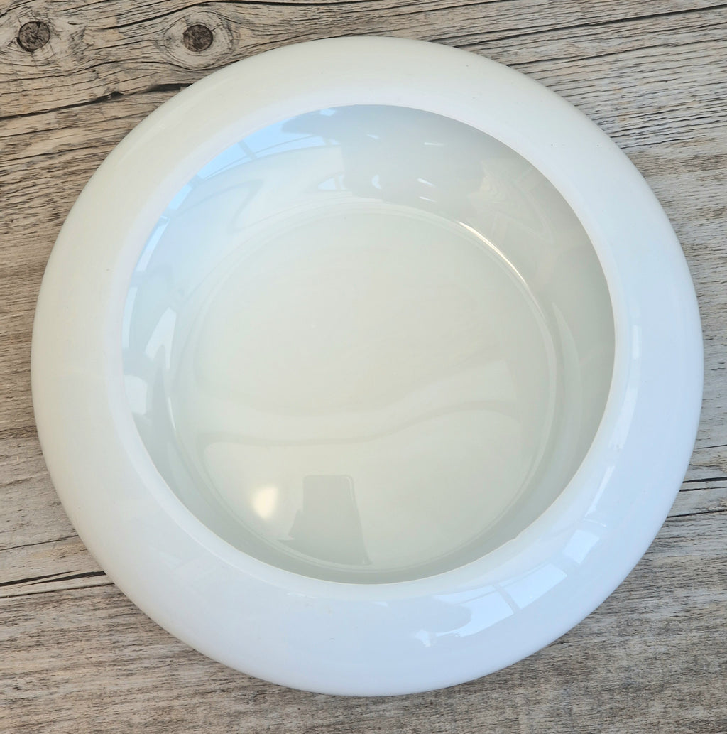 Large French Art Deco White Opaline Glass Bonbonniere Lidded Candy Dish Jar 1930s