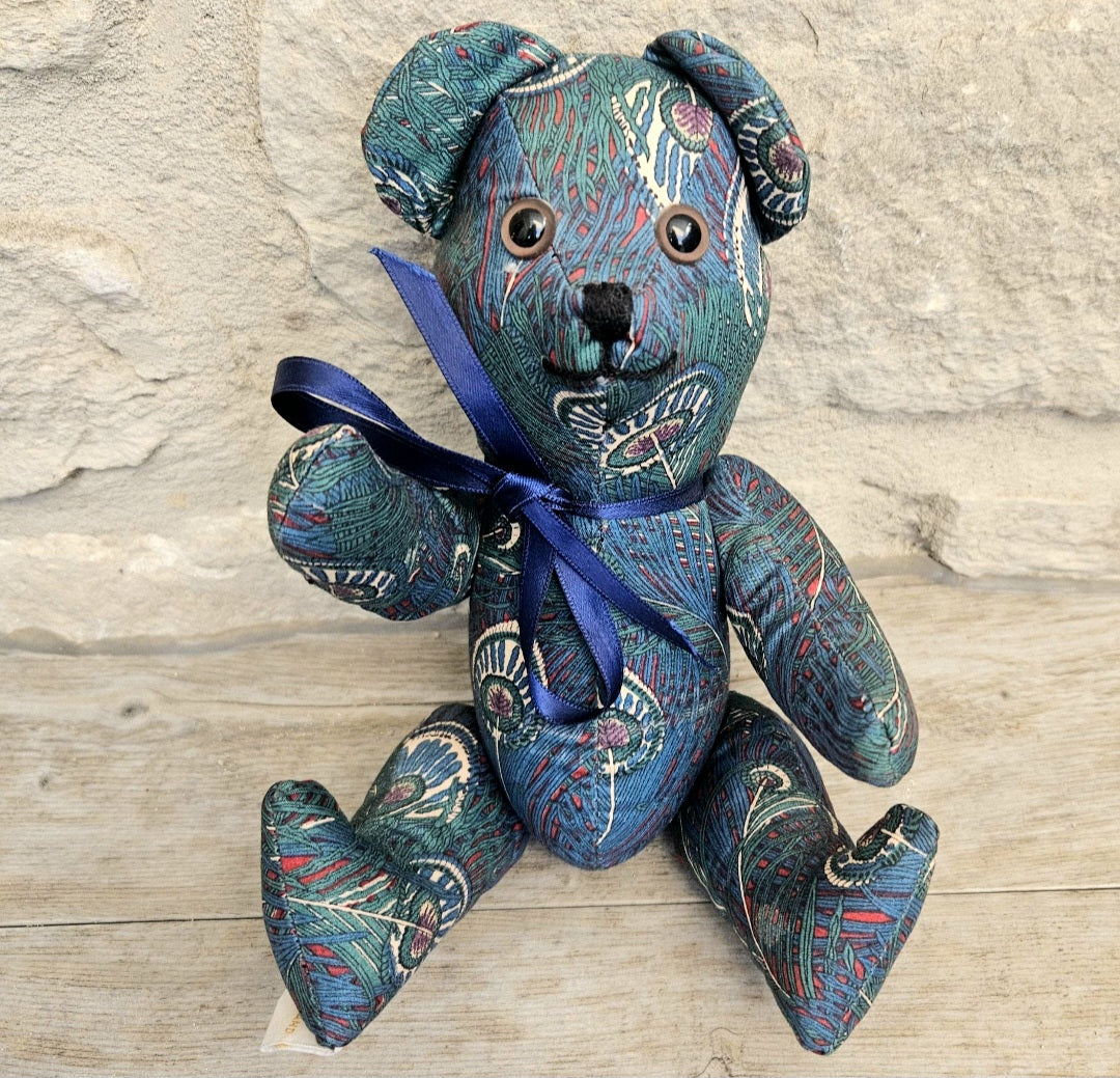 Original Vintage Decorative Liberty London Teddy Bear Ianthe Print Moveable joints 17cm