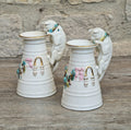 Antique Copeland Porcelain Cat Cream Churn Vases Pair Floral Applied Flowers Gilt 19th Century