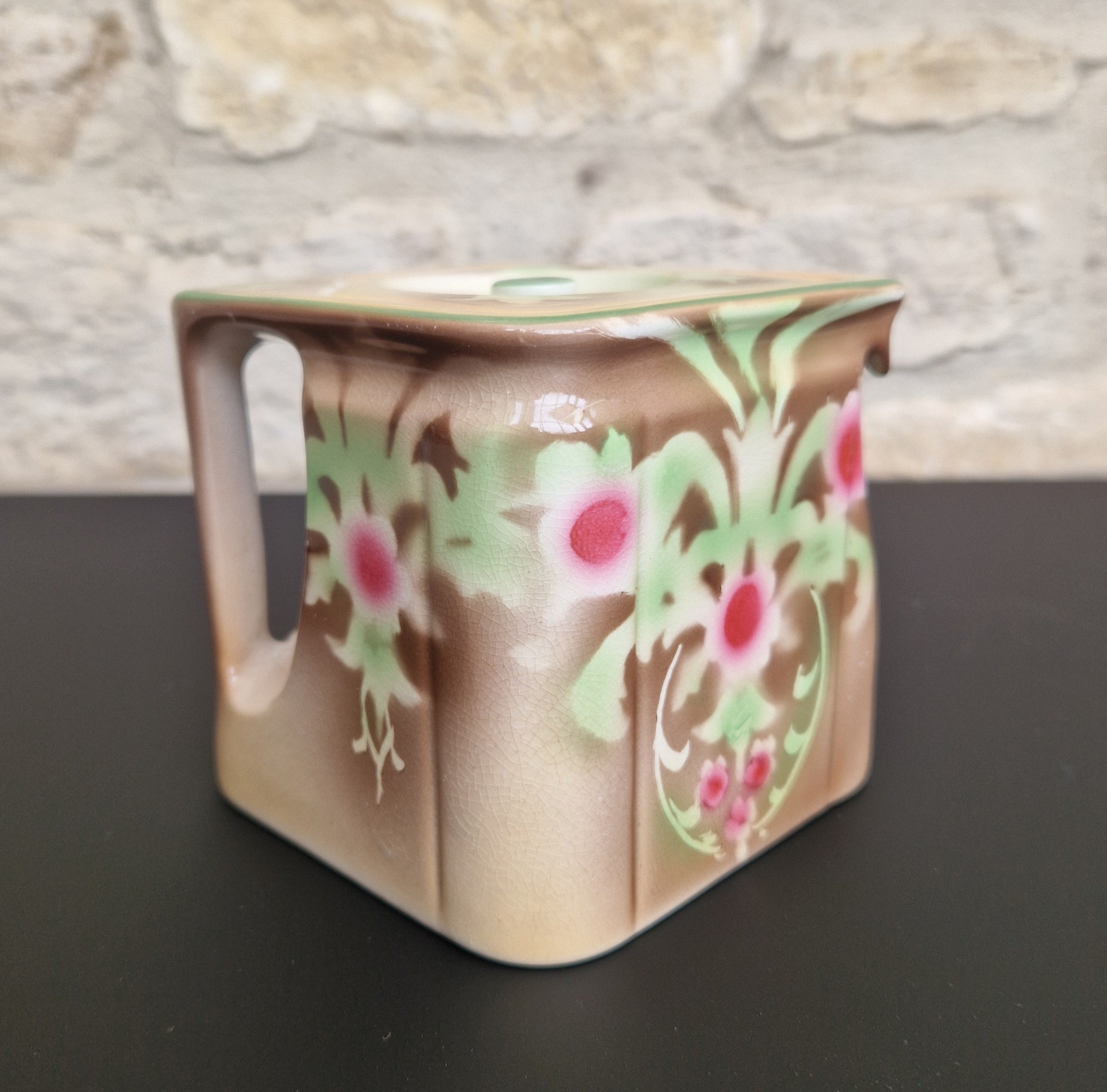 Vintage Art Nouveau Cube Teapot Gibson & Sons Ltd Burslem