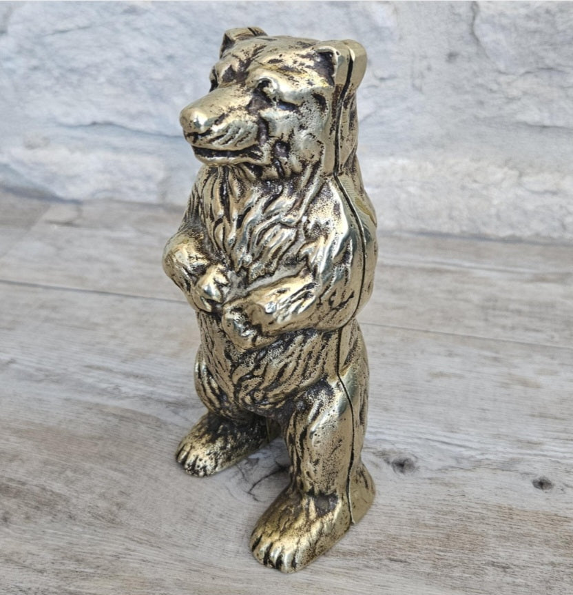 Brass Bear Money Box 15cm Tall Antique Victorian England