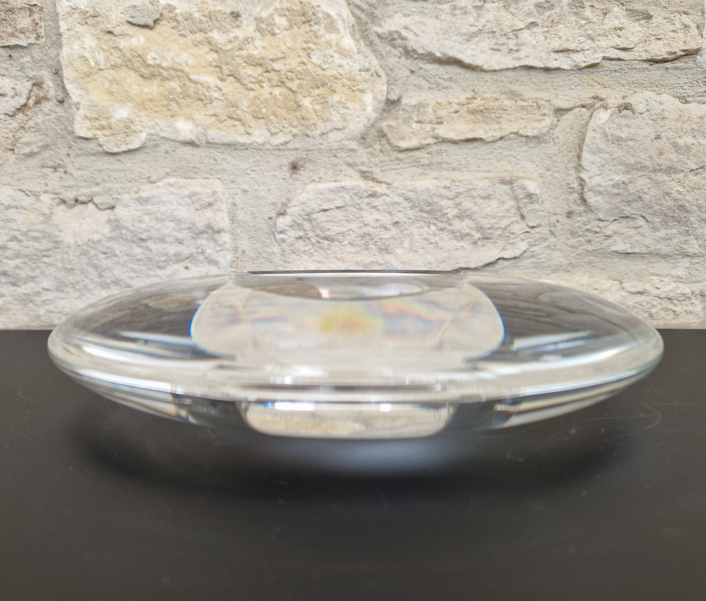Heavy Clear Crystal Glass Discus Cigar Table Ashtray 23cm Diameter