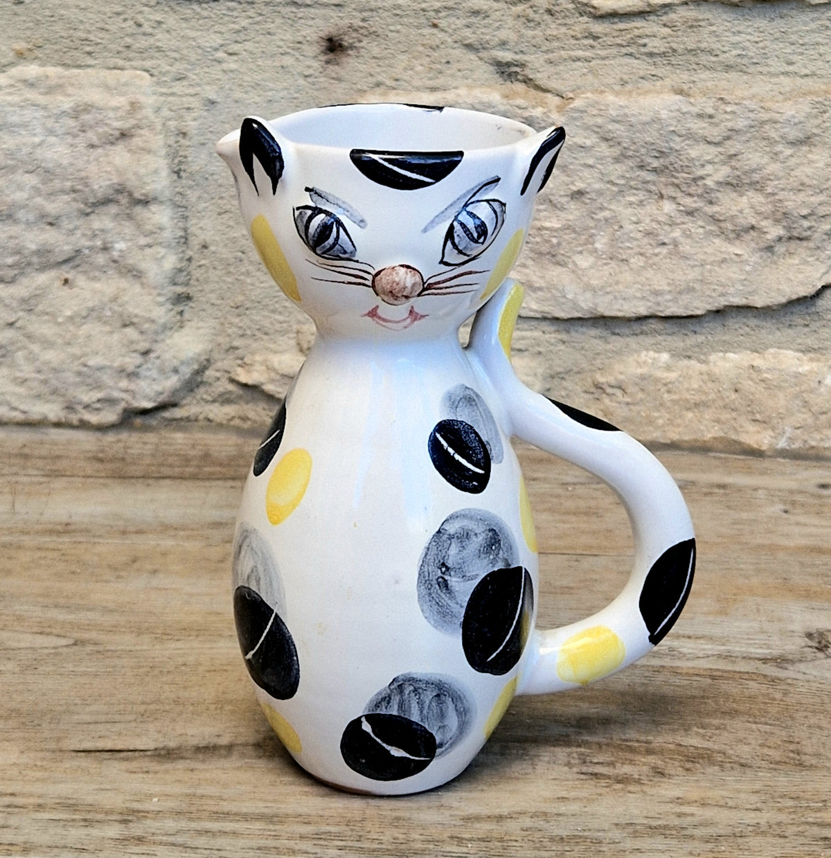 Vintage Italian Ceramic Handpainted Cat Jug 15.5cm