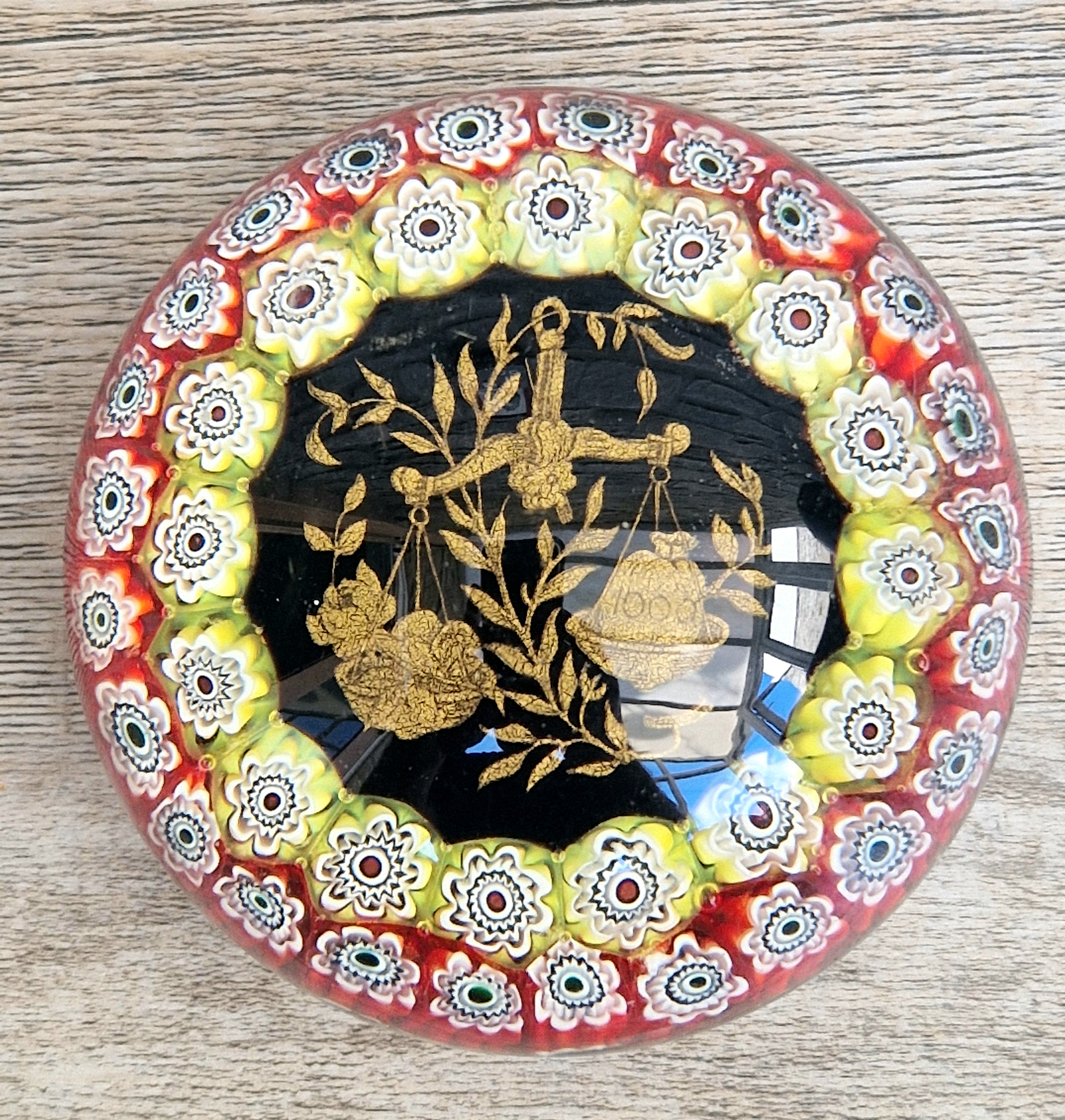 Libra Astrological Murano Art Glass Paperweight Ferro & Lazzarini 1980 Italy