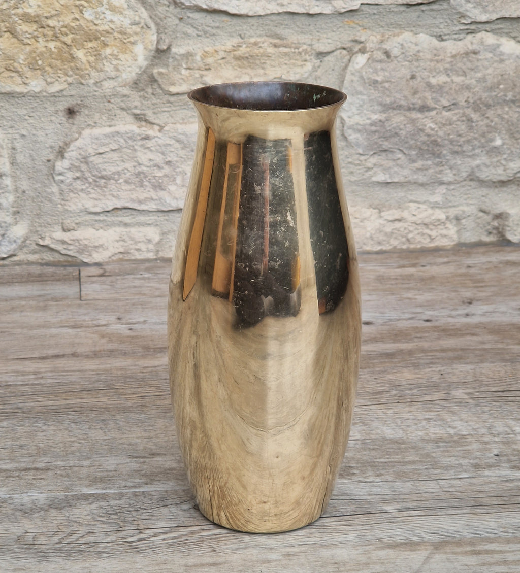 Art Deco Heavy Brass Baluster Vase Weighted Base Antique Brass Decor
