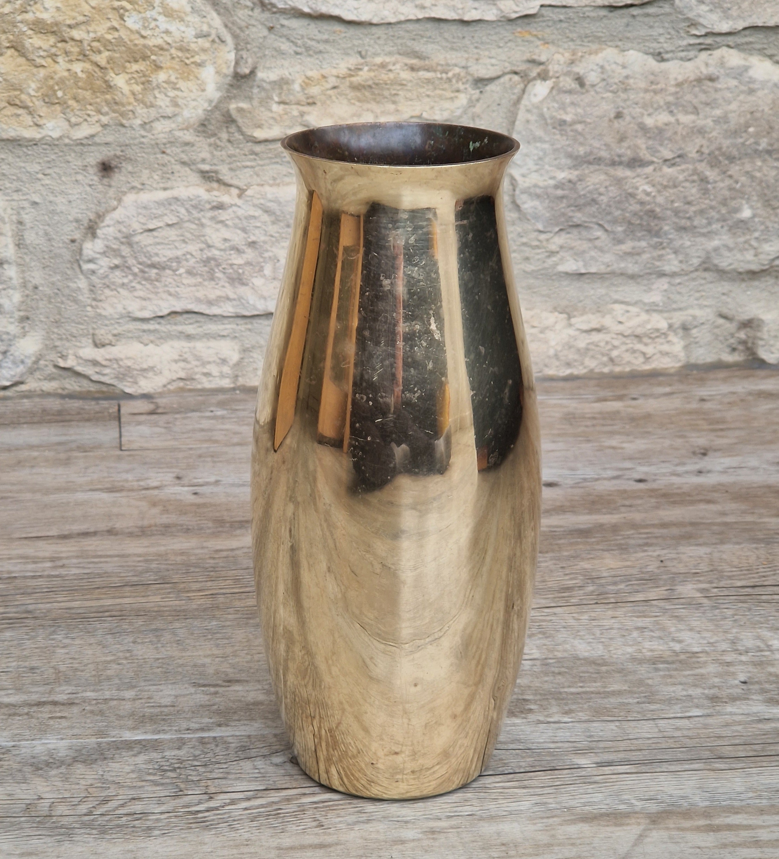 Art Deco Heavy Brass Baluster Vase Weighted Base Antique Brass Decor