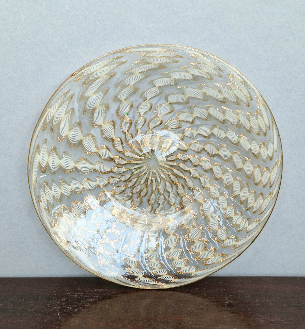 Antique Salviati Murano Glass Plate, Zanfirico, Aventurine, Venetian c.1870–1890, 18.2cm, Fine Handblown Collectable Piece