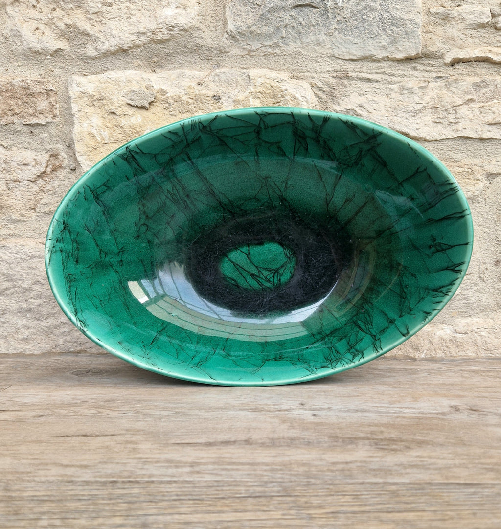 Very Rare Antique 1883 Wedgwood Malachite Glaze Large Centrepiece Fruitbowl 32cm x 22cm