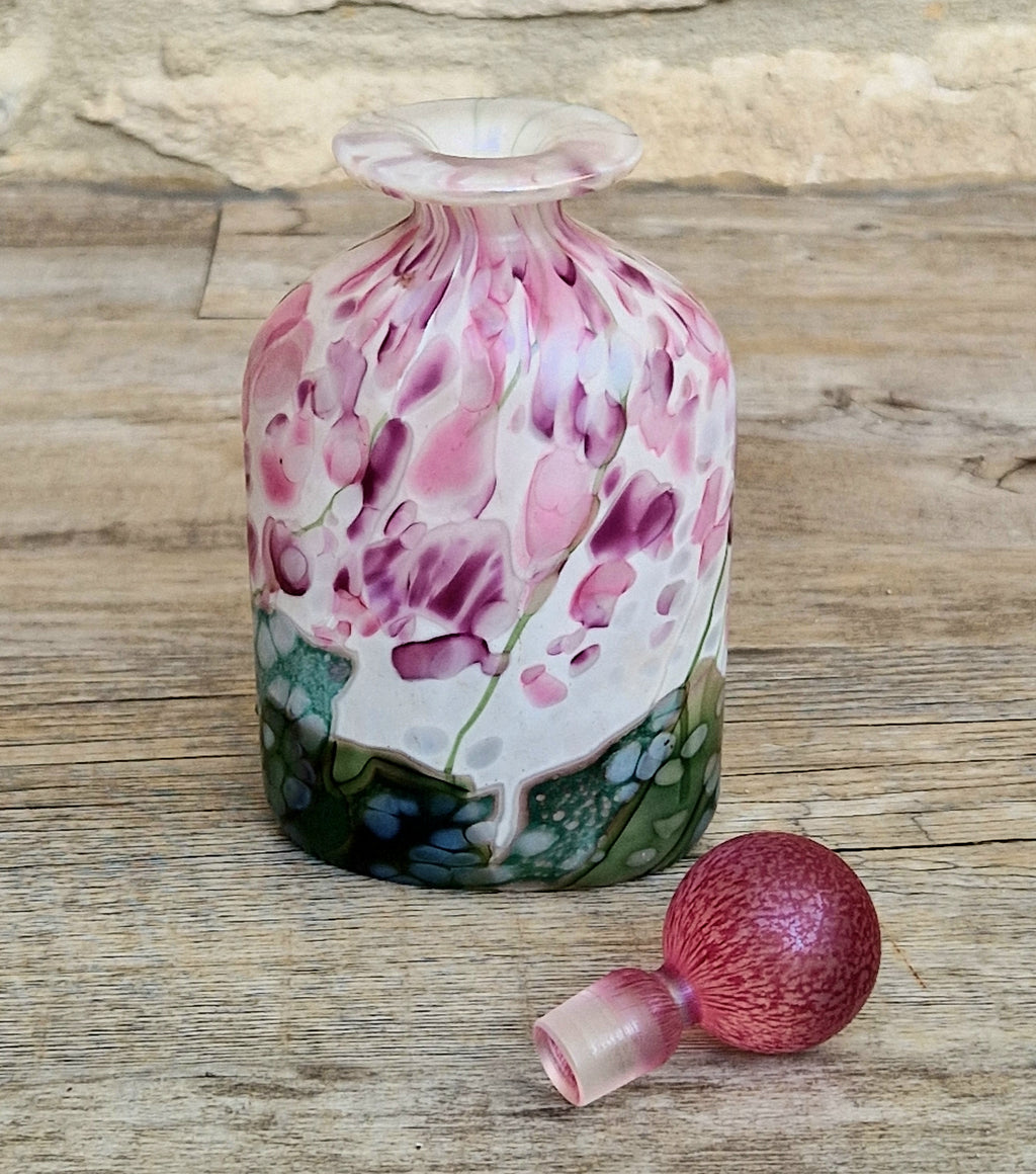 Isle Of Wight Glass Perfume Bottle, Lilac Flower Garden, Michael & Elizabeth Harris