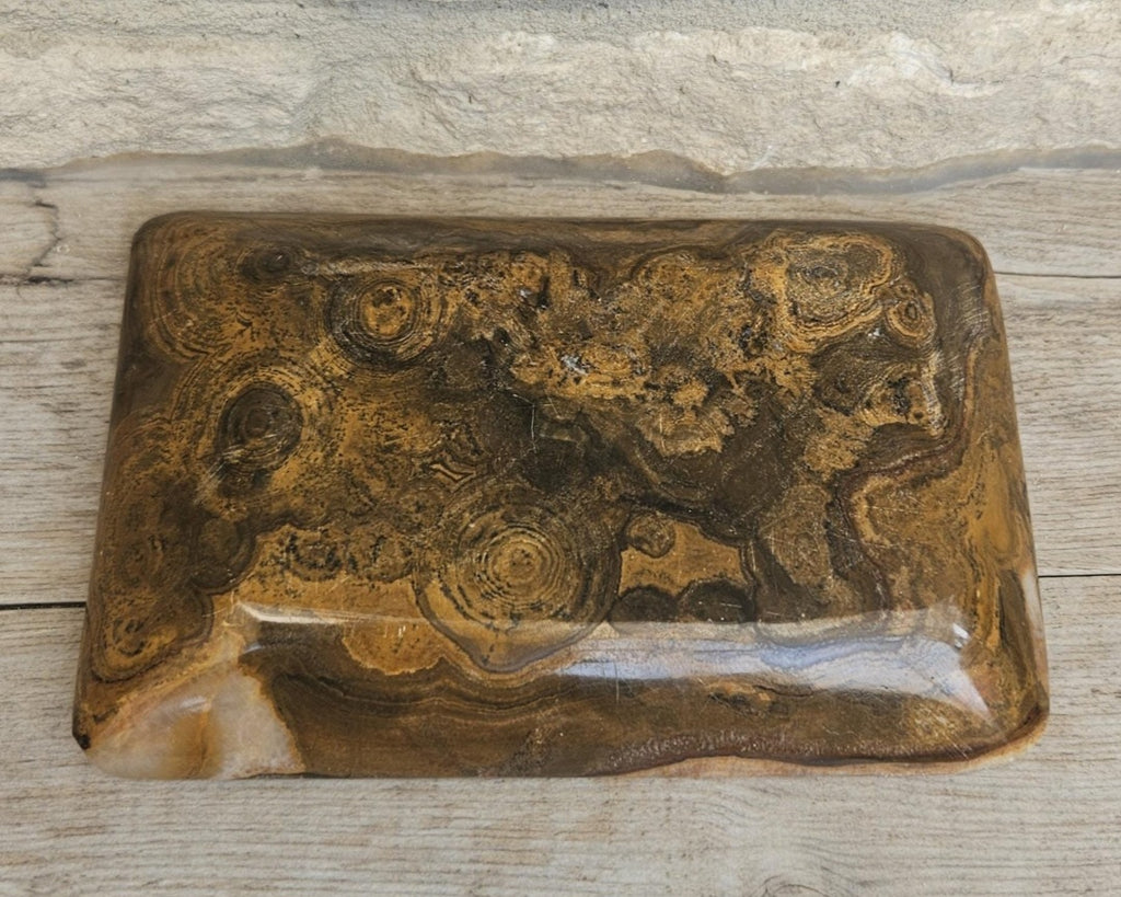 Polished Agate Trinket Dish McM Oblong Coffee Table Decor Catchall Tray 15cm X 10cm