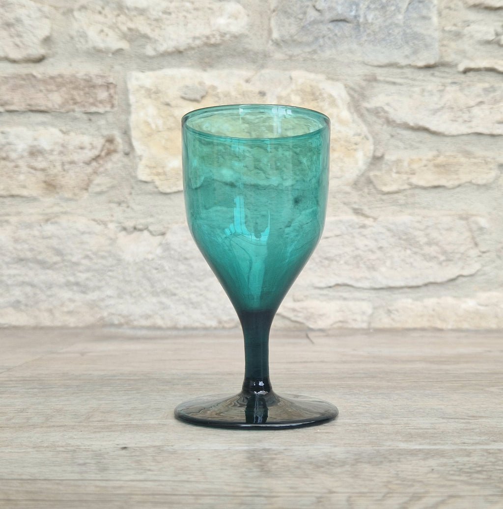 Fine Antique Georgian Tulip Bowl Green Wine Glass Snap Pontil c.1830