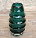 Midcentury Scandinavian Modern Hooped Vase Green Glass Magnor Norway, 1960