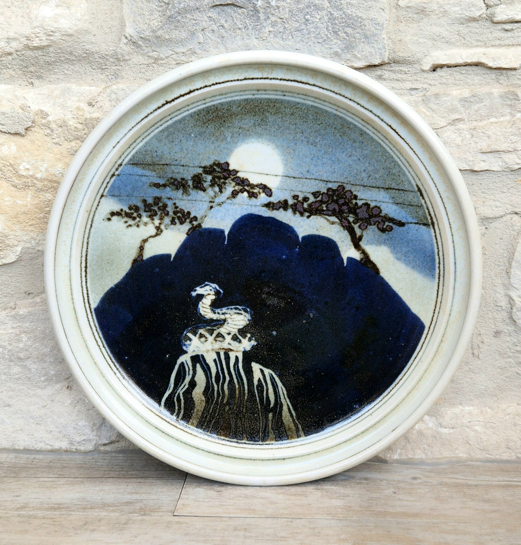 Ian Pirie Studio Pottery Diptych Wall Plaques Night & Day Vintage Scottish Ceramic Landscape Chargers