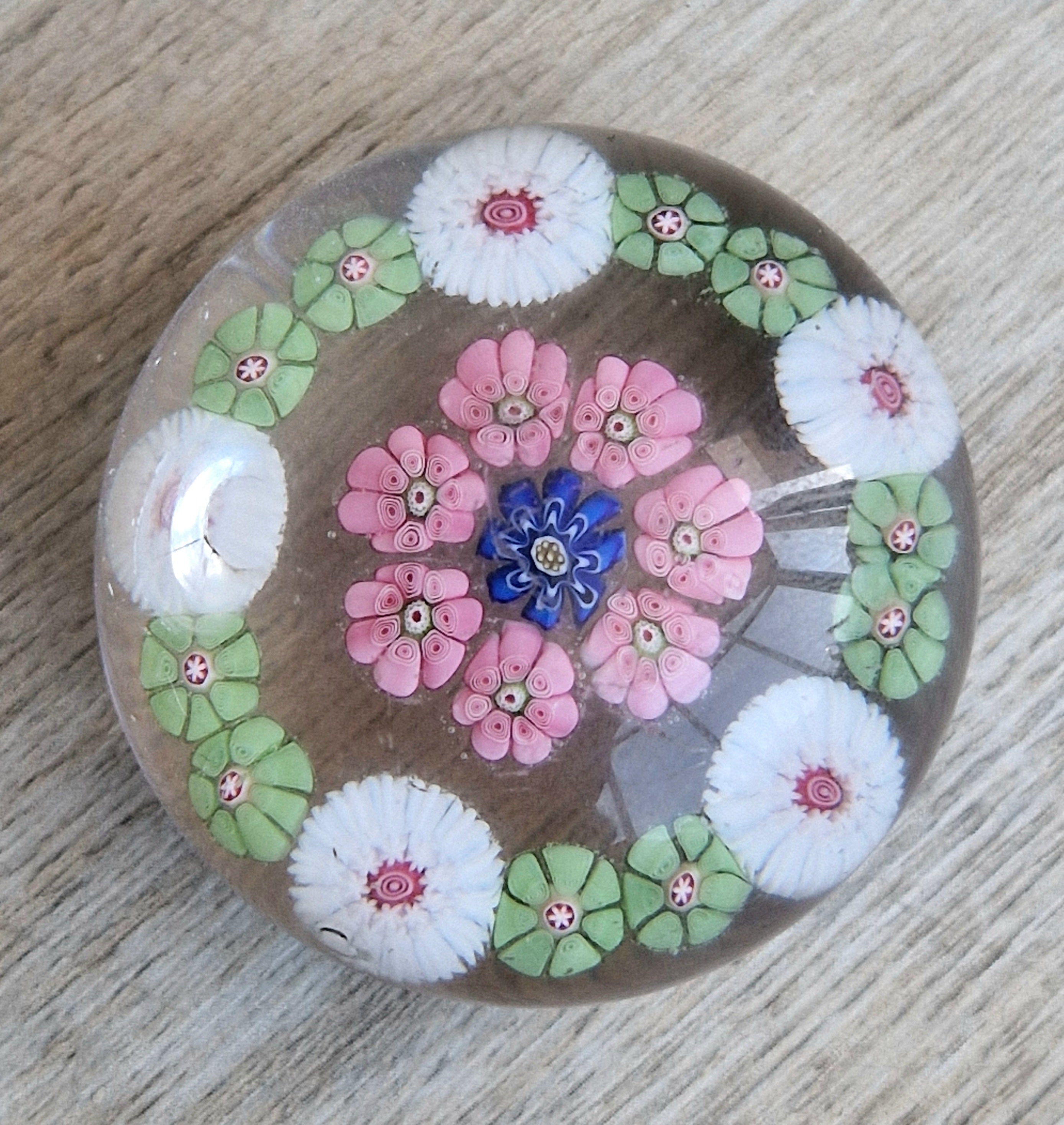 Antique Clichy Miniature Spaced Millefiori Glass Paperweight – c.1850 – 4.6cm Bruised