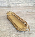 Antique Brass Filligree Rococo Style Desk Pen Tray Holder