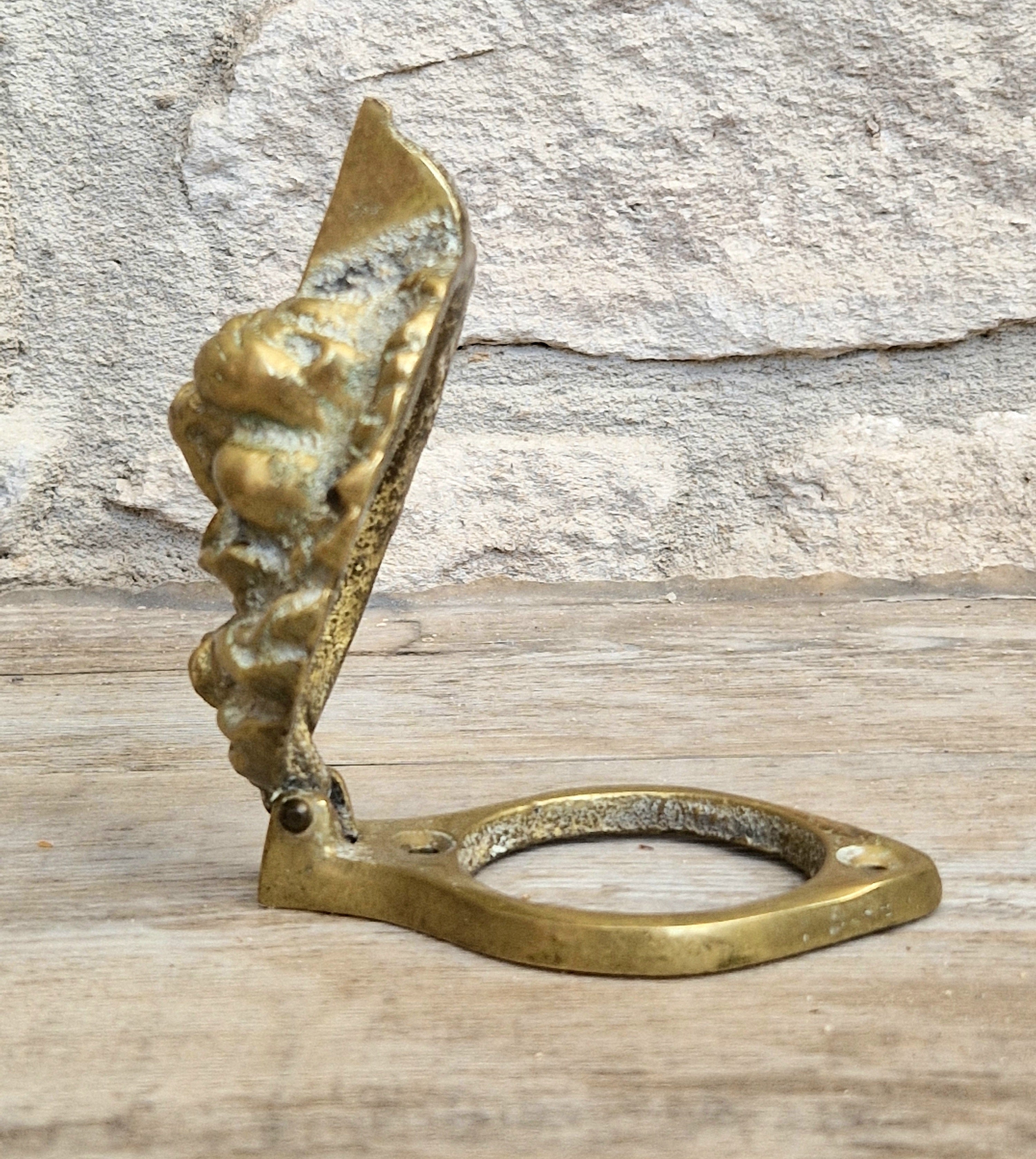 Heavy Cast Brass Small Lion Head Mask Classical Door Knocker 10cm Vintage Decor